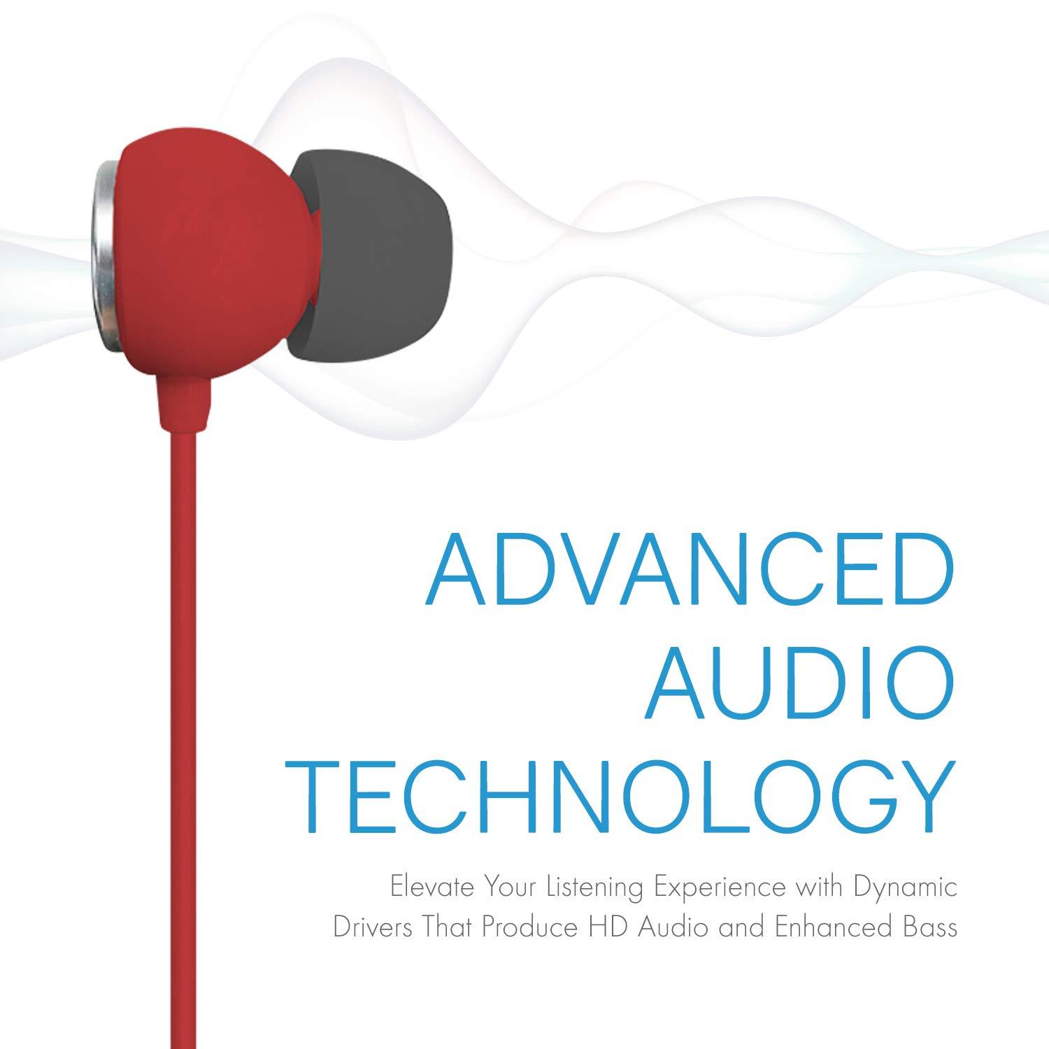 Realm Realm Lightning Earbuds Apple MFi Certified Headphones, in-Ear Headphones with Lightning Connector, Built-in Microphone, Hands-Free Calling and Track Controls, Red