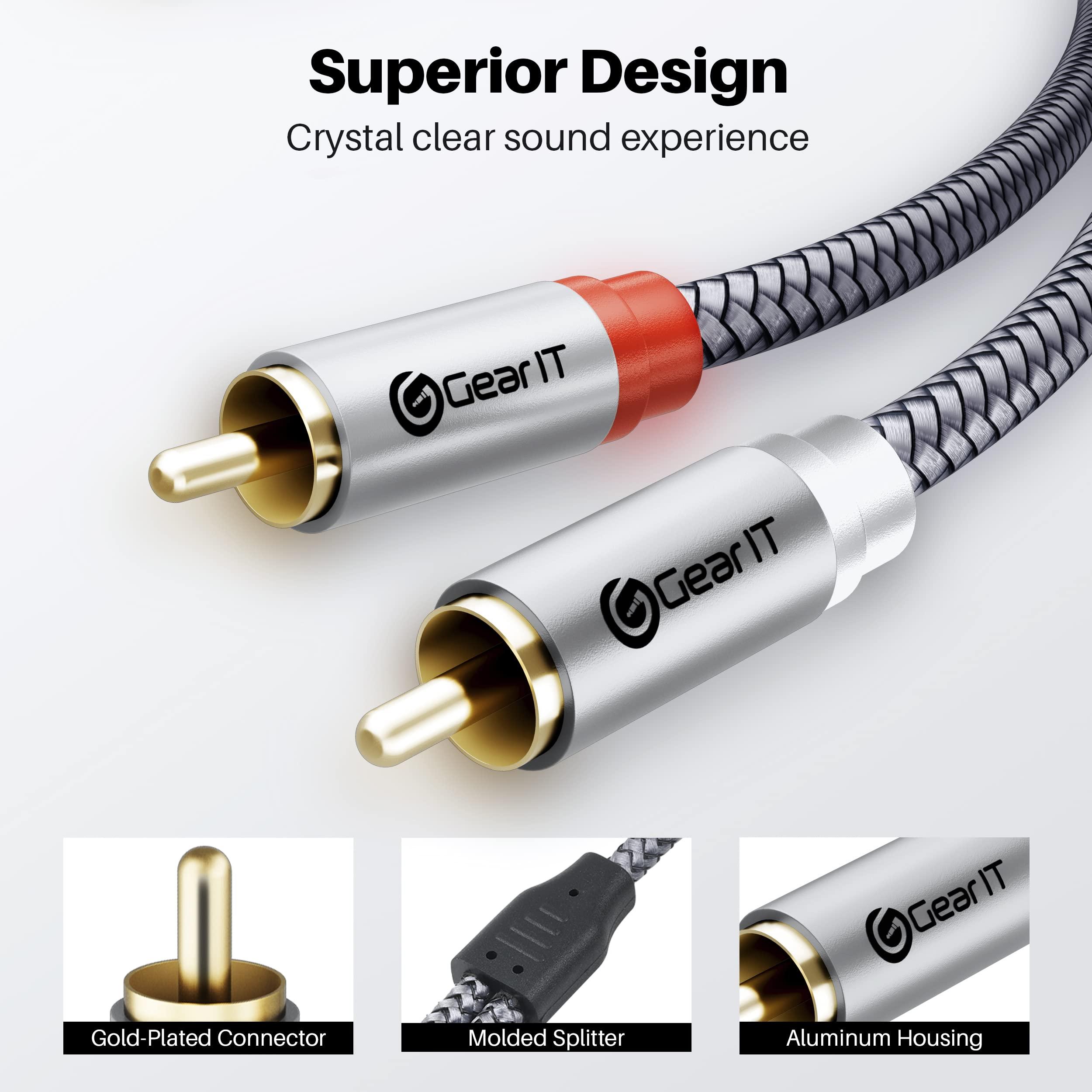 GearIT GearIT RCA Cable (3.3FT) 2RCA Male to 2RCA Male Stereo Audio Cables Shielded Braided RCA Stereo Cable for Home Theater, HDTV, Amplifiers, Hi-Fi Systems, Car Audio, Speakers, 3.3 Feet