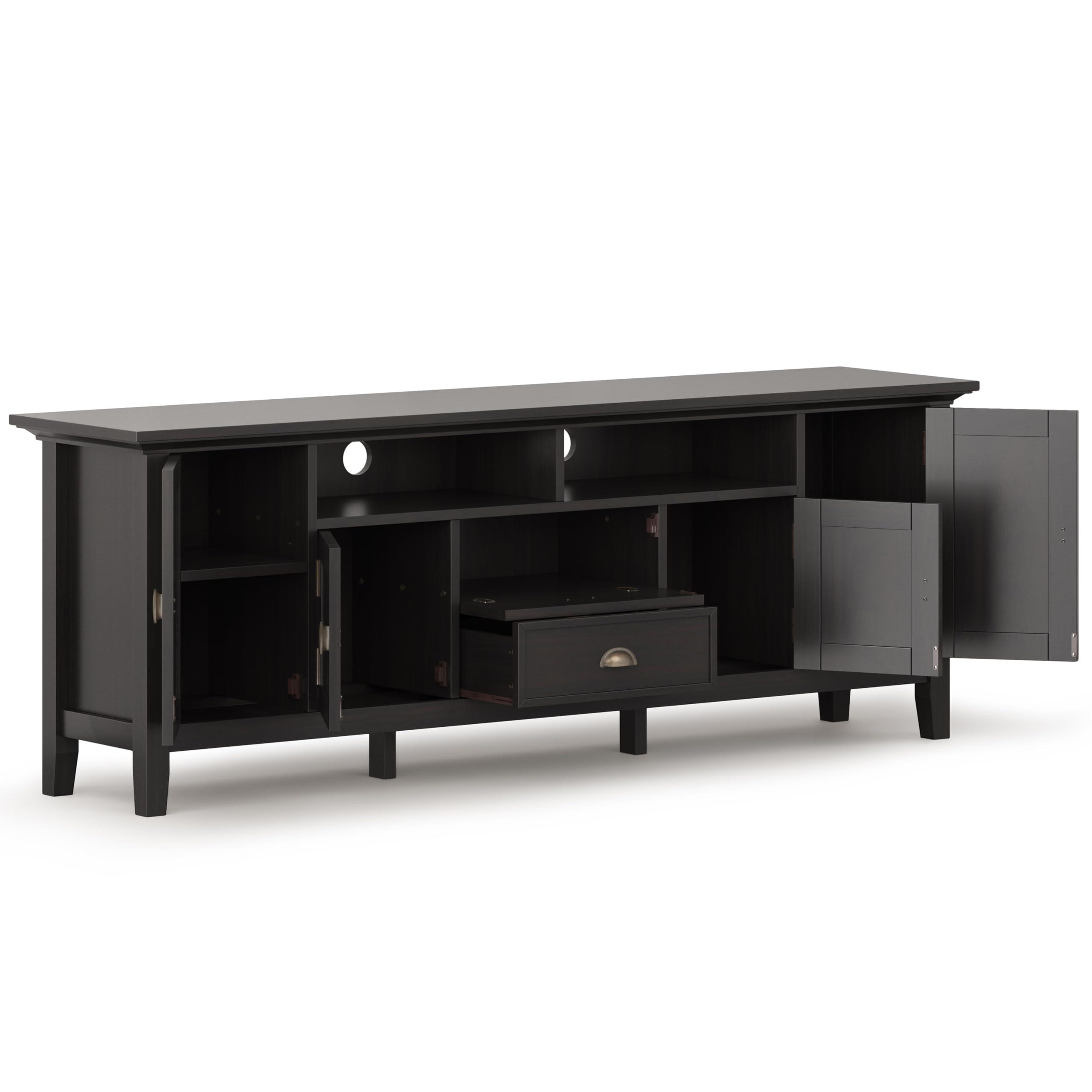 SIMPLIHOME SIMPLIHOME Redmond SOLID WOOD 72 inch Wide Transitional TV Media Stand in Hickory Brown For TVs up to 80 inches for the Living Room and Entertainment Center