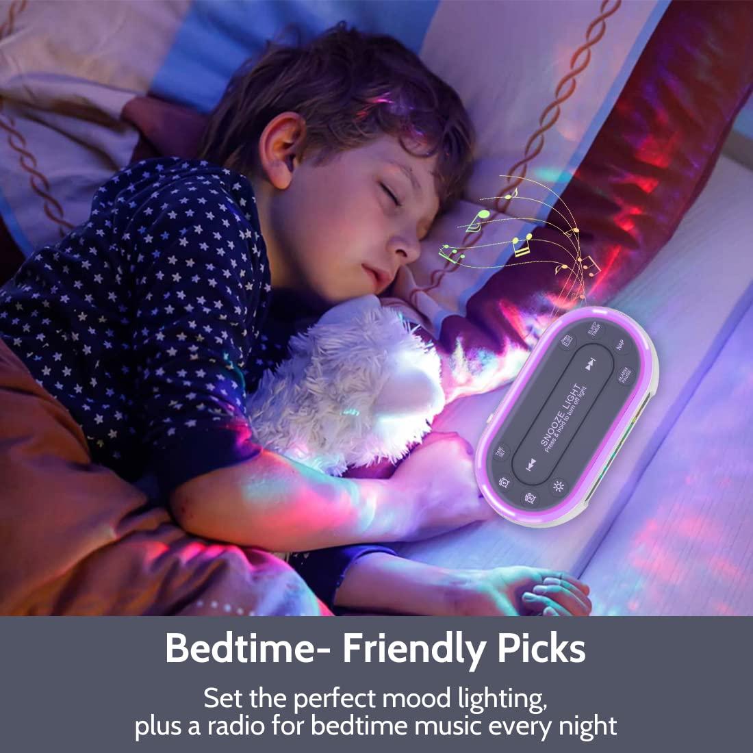 HOUSBAY HOUSBAY Glow Small Colorful Alarm Clock Radio with Rainbow Digit, 7 Color Night Light with ON/Off Options, Dual Alarm, Dimmer, FM Radio with SleepTimer for Bedrooms