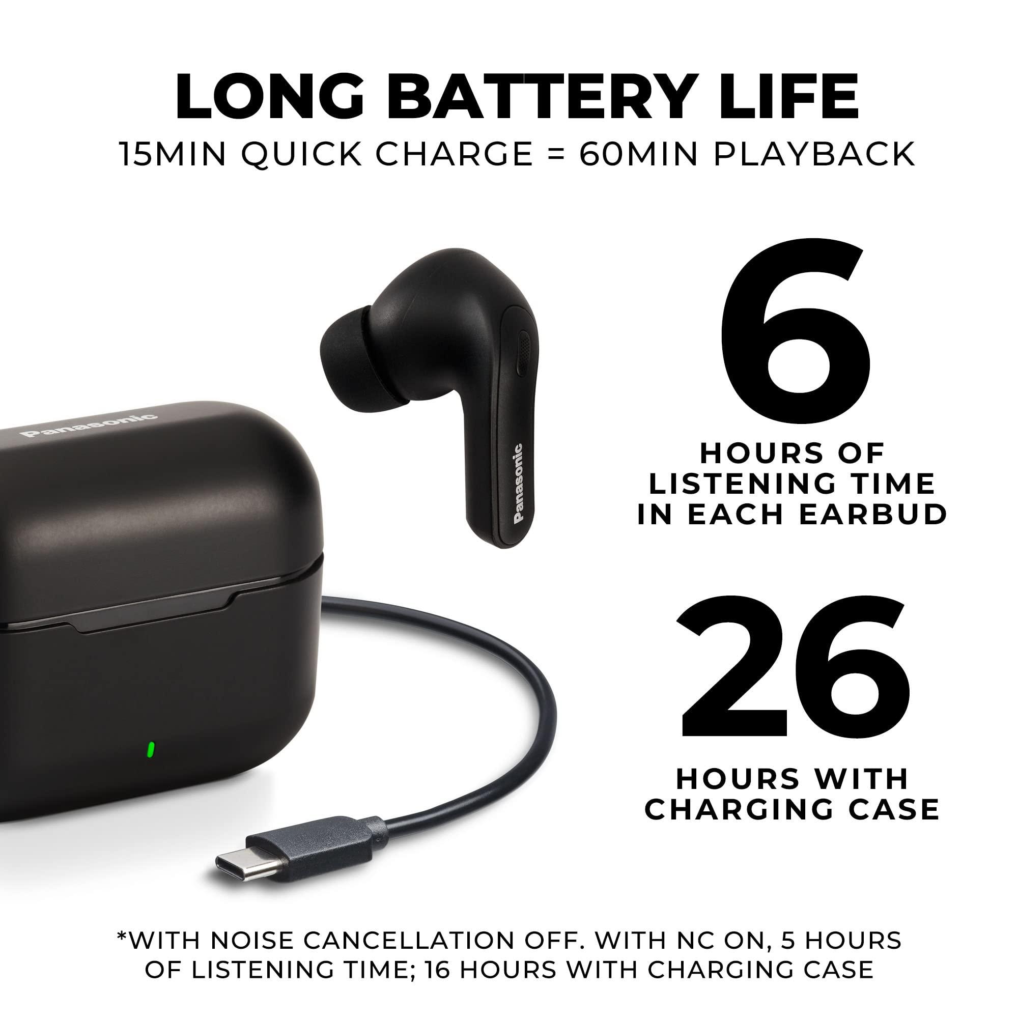 Panasonic Panasonic ErgoFit True Wireless Earbuds with Noise Cancelling, in Ear Headphones with XBS Powerful Bass, Bluetooth 5.3, Charging Case - RZ-B310W