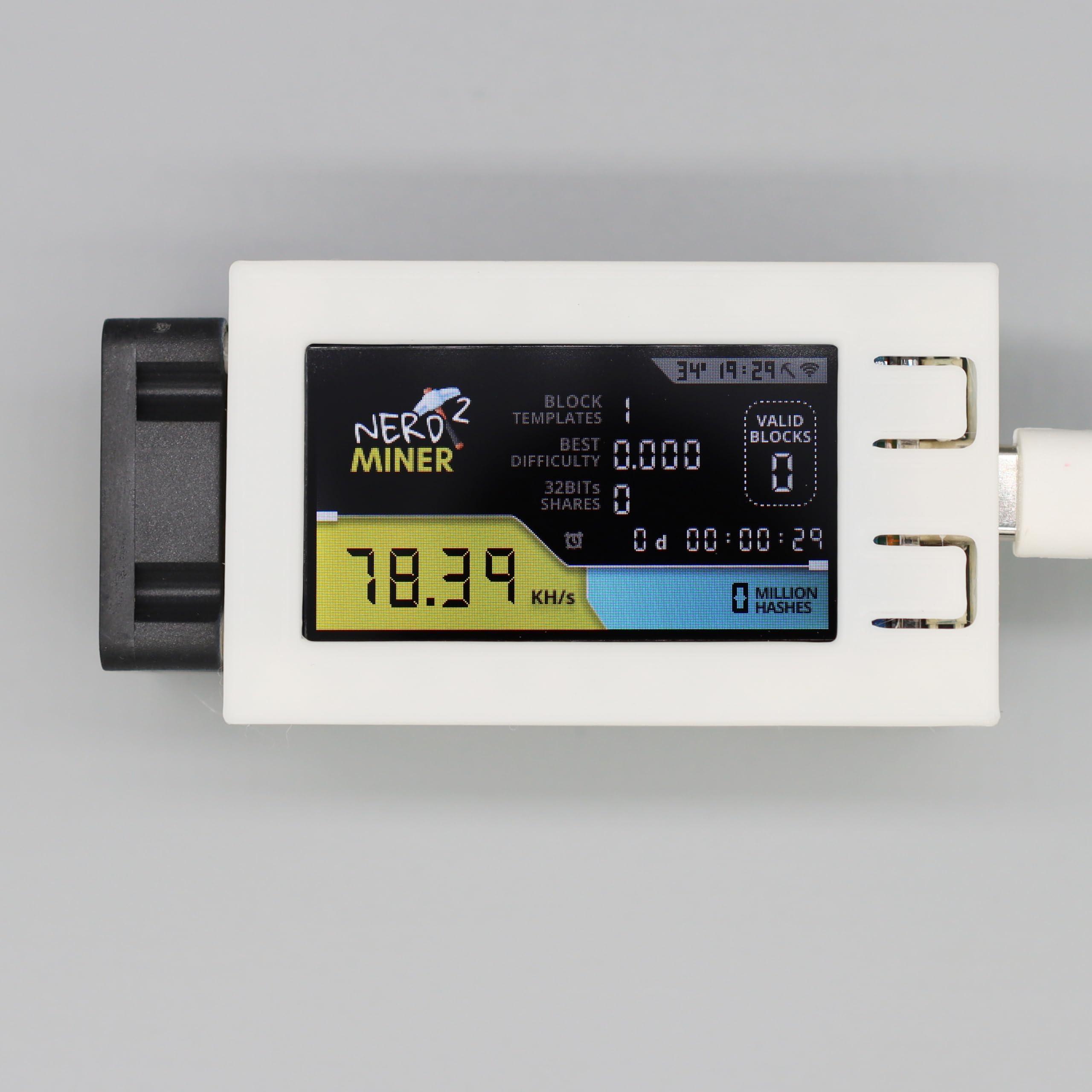 Bitmini Nerd Miner V2 Pro Bitcoin Solo Lottery Miner BTC Crypto Nerdminer V2.0 pro Hashrate 78K with Black Case Silent Cooling Fan