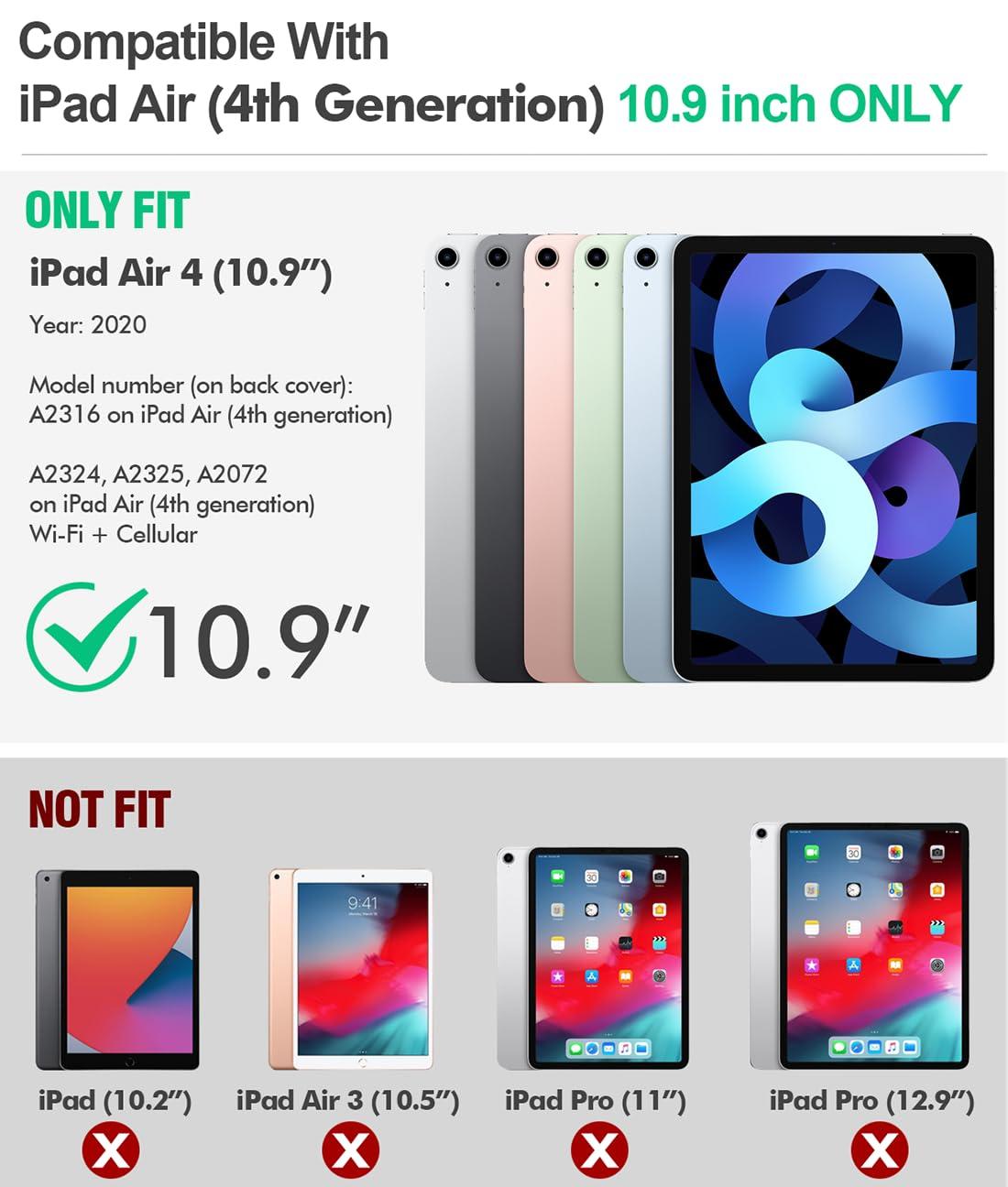 Poetic Poetic Revolution Case Designed for iPad Air 5 / iPad Air 4 10.9 inch, Full-Body Rugged Shockproof Protective Cover with Kickstand and Built-in-Screen Protector, Black