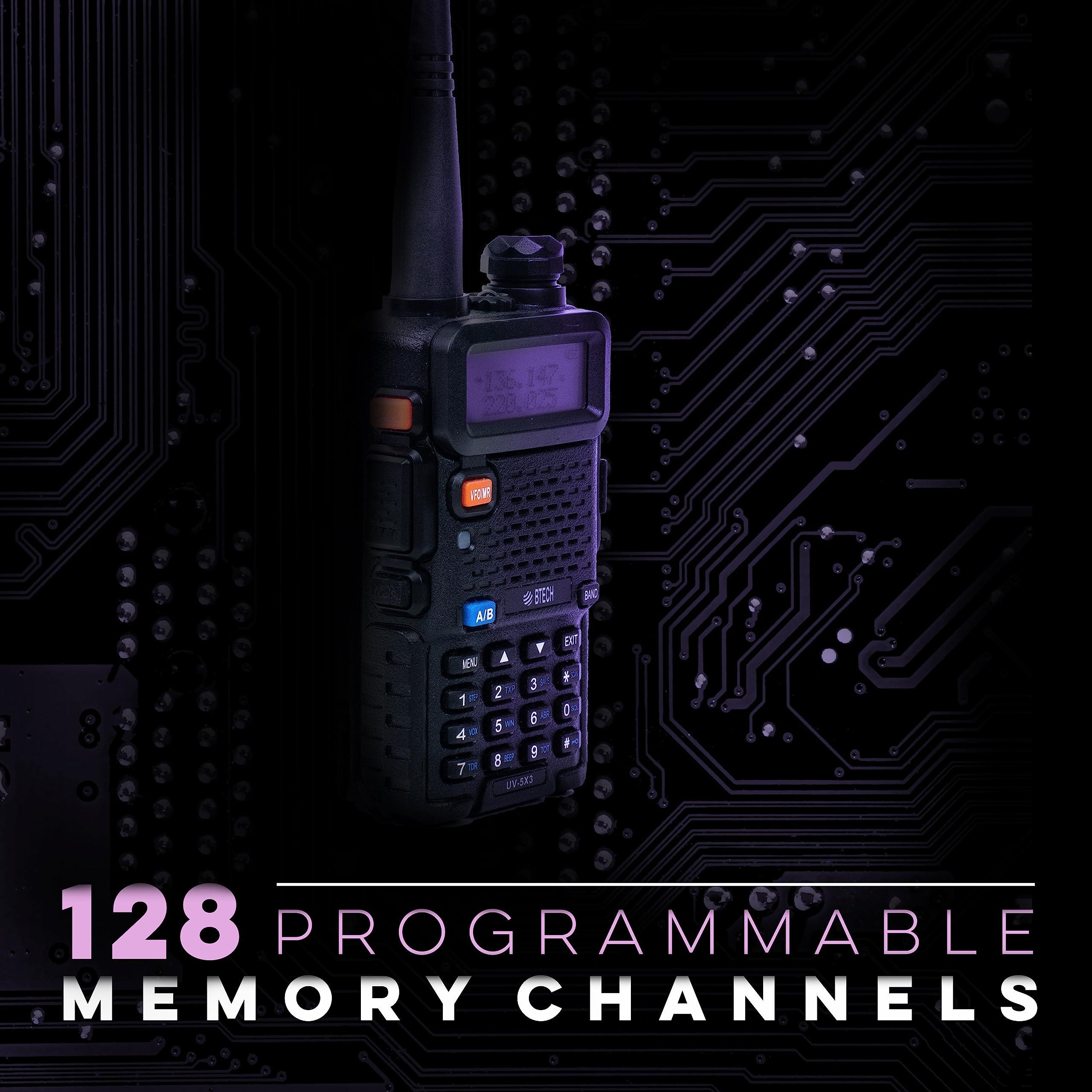 BTECH BTECH UV-5X3 Tri-Band Radio: High-Power Amateur Handheld with USB-C Charging - VHF, 1.25M, UHF - Customizable Features - Comprehensive Accessory Bundle Included
