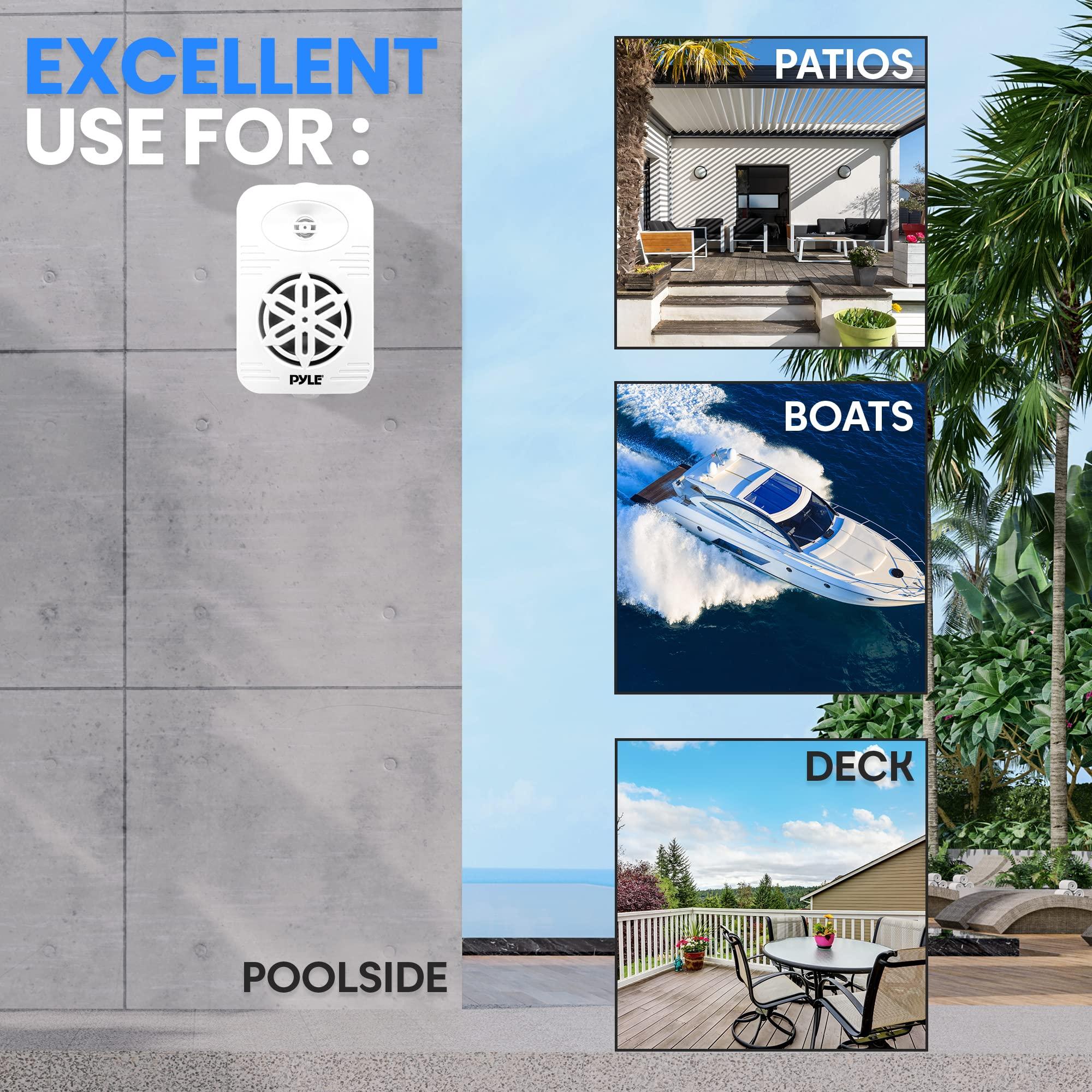 Pyle PyleUsa Indoor Outdoor Speakers Pair - 300 Watt Dual Waterproof 4 2-Way Full Range Speaker System w/ 1/2 High Compliance Polymer Tweeter - in-Home, Boat, Deck, Patio, Poolside (White) - PDWR45WT