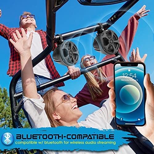 Pyle Pyle 2-Way Waterproof Off Road Speakers - 5.25" 1000 Watts Active Passive Marine Grade Wakeboard Tower Speakers System, Full Range Outdoor Stereo Speaker for ATV/UTV Jeep Boat - Pyle PLUTV53BTA