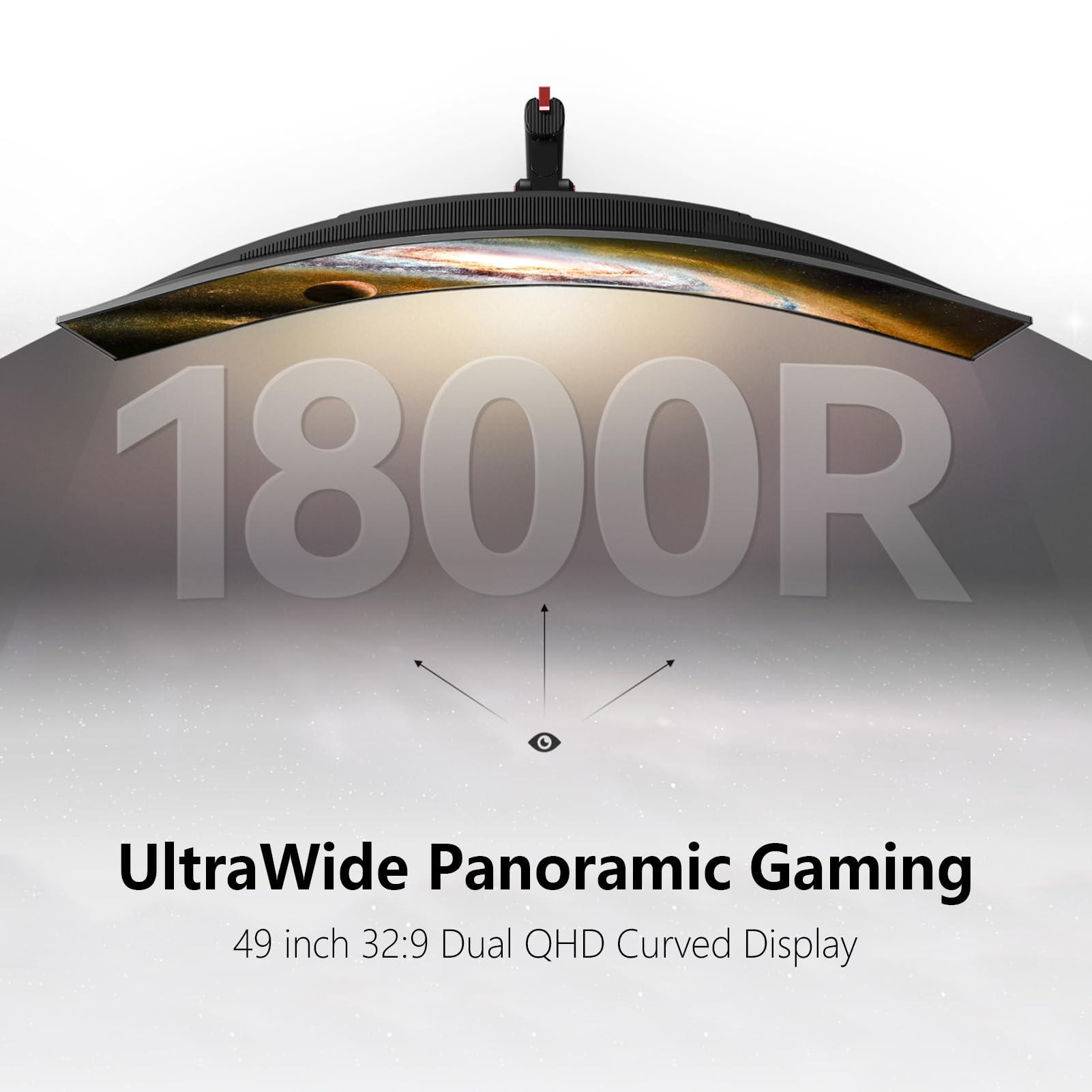 INNOCN INNOCN 49" OLED Ultrawide Curved Gaming Monitor 5120 x 1440p 144Hz, 0.03ms, USB Type C 90W, HDMI 2.1, DisplayPort, USB Hub, Speakers, Adaptive-Sync, Adjustable Stand, Black