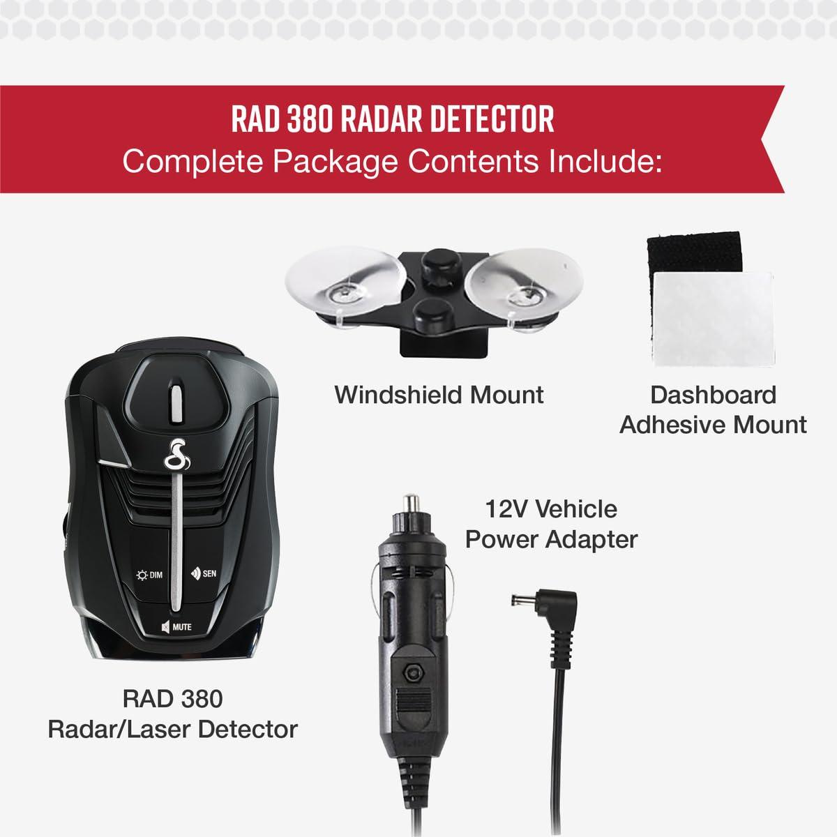Cobra Cobra RAD 380 Laser Radar Detector – Long Range Detection, LaserEye Front and Rear Detection, IVT Filtering, Updateable Software, Adjustable Sensitivity, Digital Signal Processing, Black
