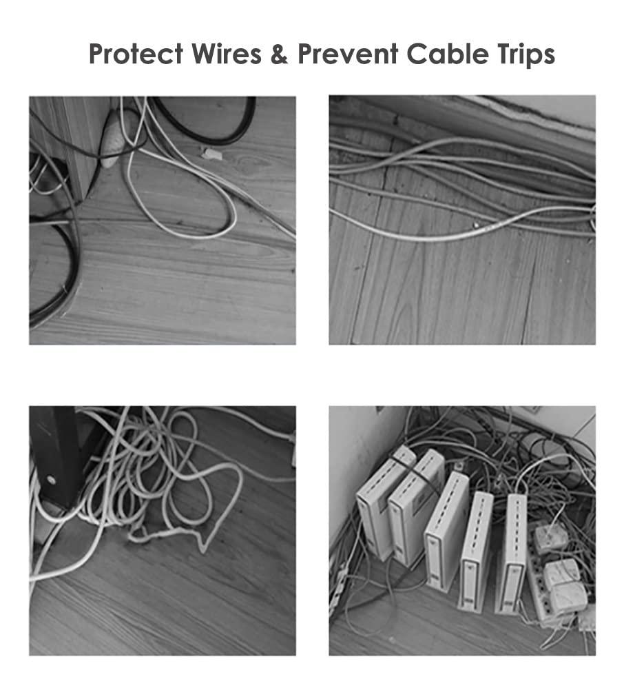 SRNSAEB SRNSAEB Doorway Floor Cord Covers for Wires, Aluminum Cable Raceways, 1m/3.3ft Long Cable Hiders Floor Wire Protector, Can Storage 3 Cable