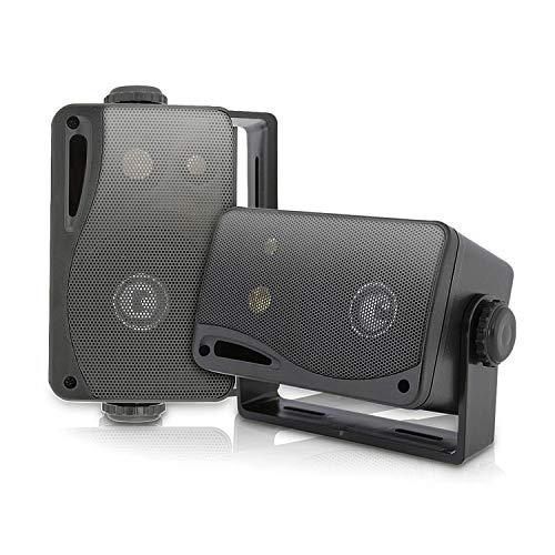Pyle Pyle PLMR24B 3.5 Inch 3 Way Weatherproof Marine Audio Speakers, Black (3 Pair)