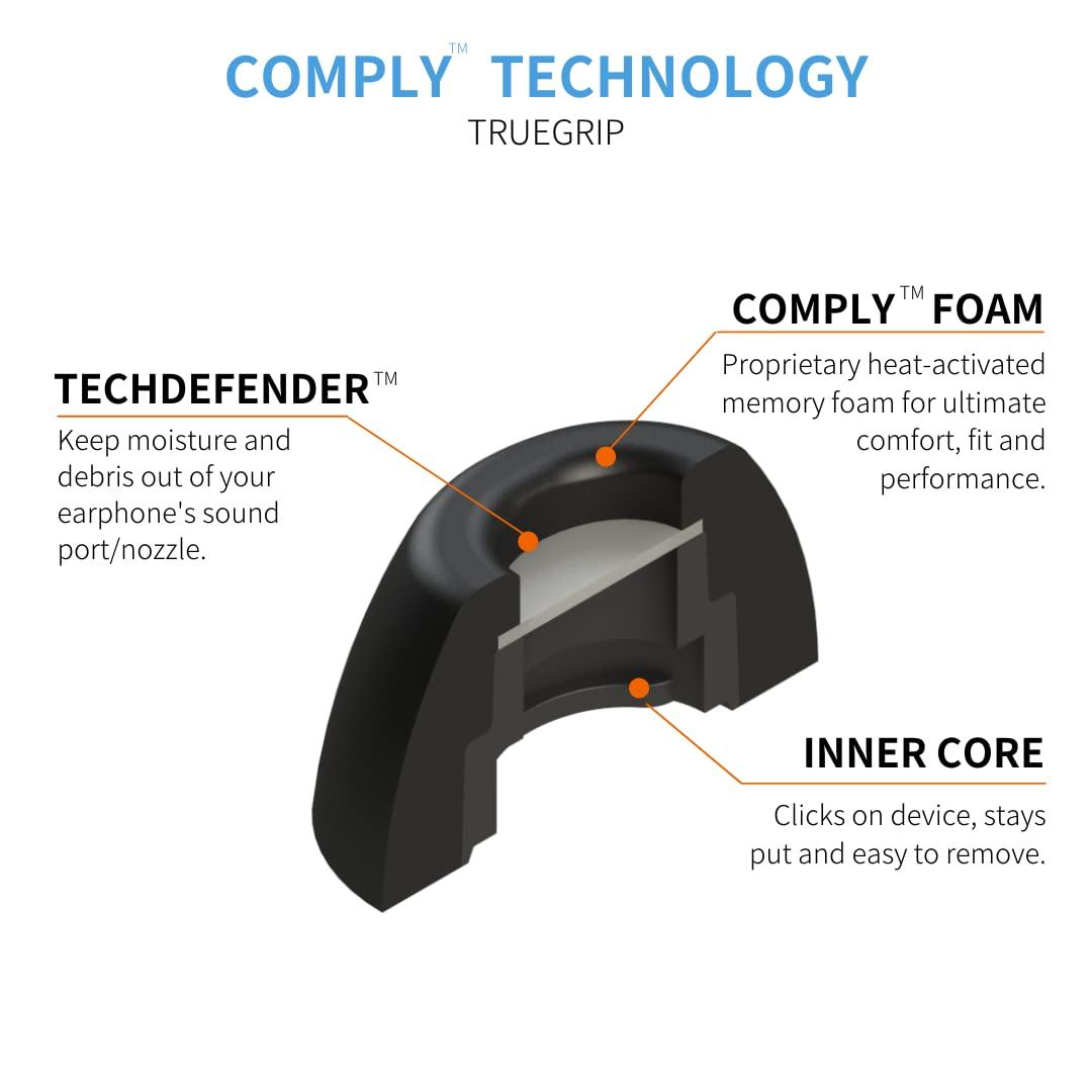 Comply Comply Memory Foam Replacement Earbud Tips for Samsung Galaxy Buds Pro | Ultimate Comfort, Secure Fit, Superior Noise Isolation | Black (S/M/L) (3 Pairs)
