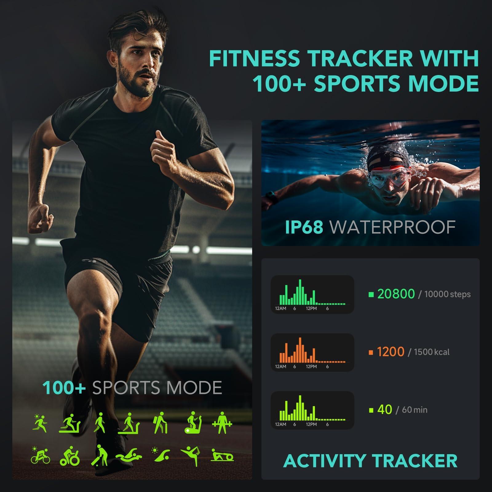 SKG SKG Smart Watch for Women Men (Answer/Make Call), Alexa Built-in, Extra Black Band, IP68 Smartwatch for Android iPhone, 100+ Sport 1.8" Fitness Tracker with Heart Rate SpO2 Monitor, V7 Cyber Beige