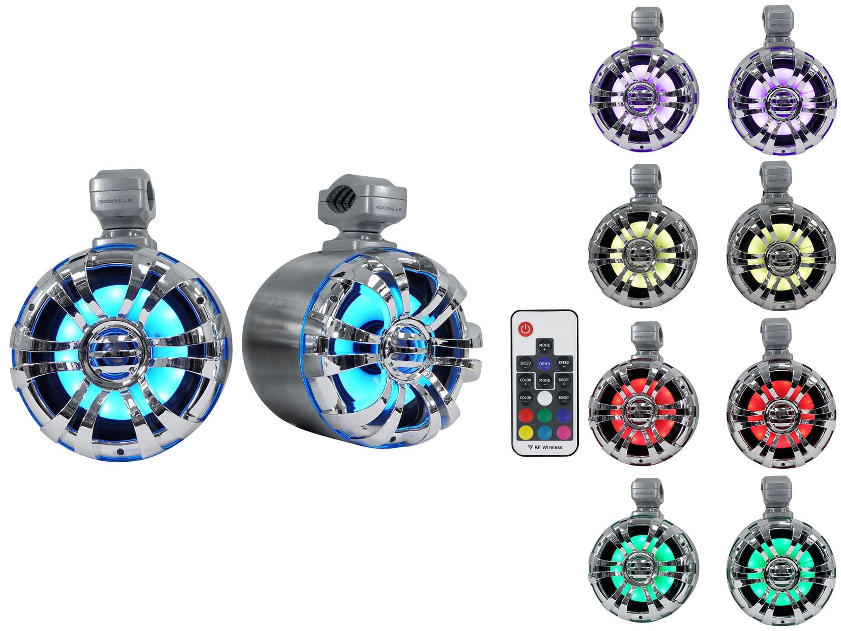 Rockville Rockville (4) 6.5" LED Silver Tower Speakers+PS40 Bluetooth Amp for ATV/UTV/RZR