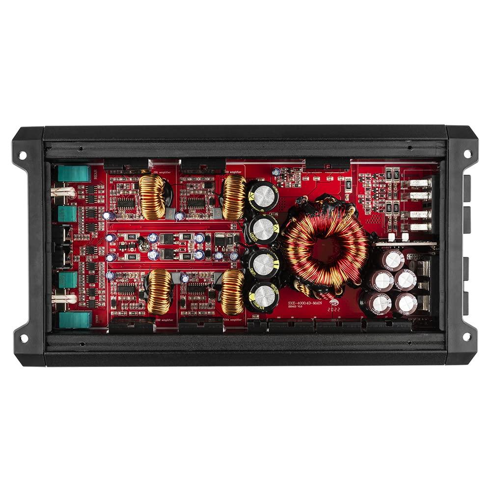 DS18 DS18 SXE-4000.4D/BK Car Amplifier Stereo Full-Range Class D 4-Channel 275x4 RMS @4 OHM 4000 Watts - Powerful and Compact Amp for Speakers in Car Audio System