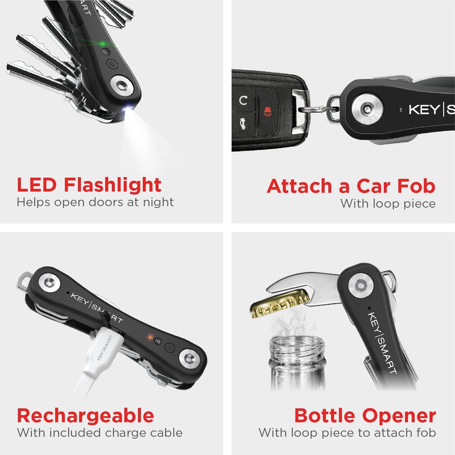 KEY SMART KeySmart iPro Smart Key Tracker - Apple Find My App Compatible, Find Your Lost Keys Key Organizer Keychain Holder, Compact Trackable Key Chain Keyholder, LED Flashlight (up to 14 Keys, Black)