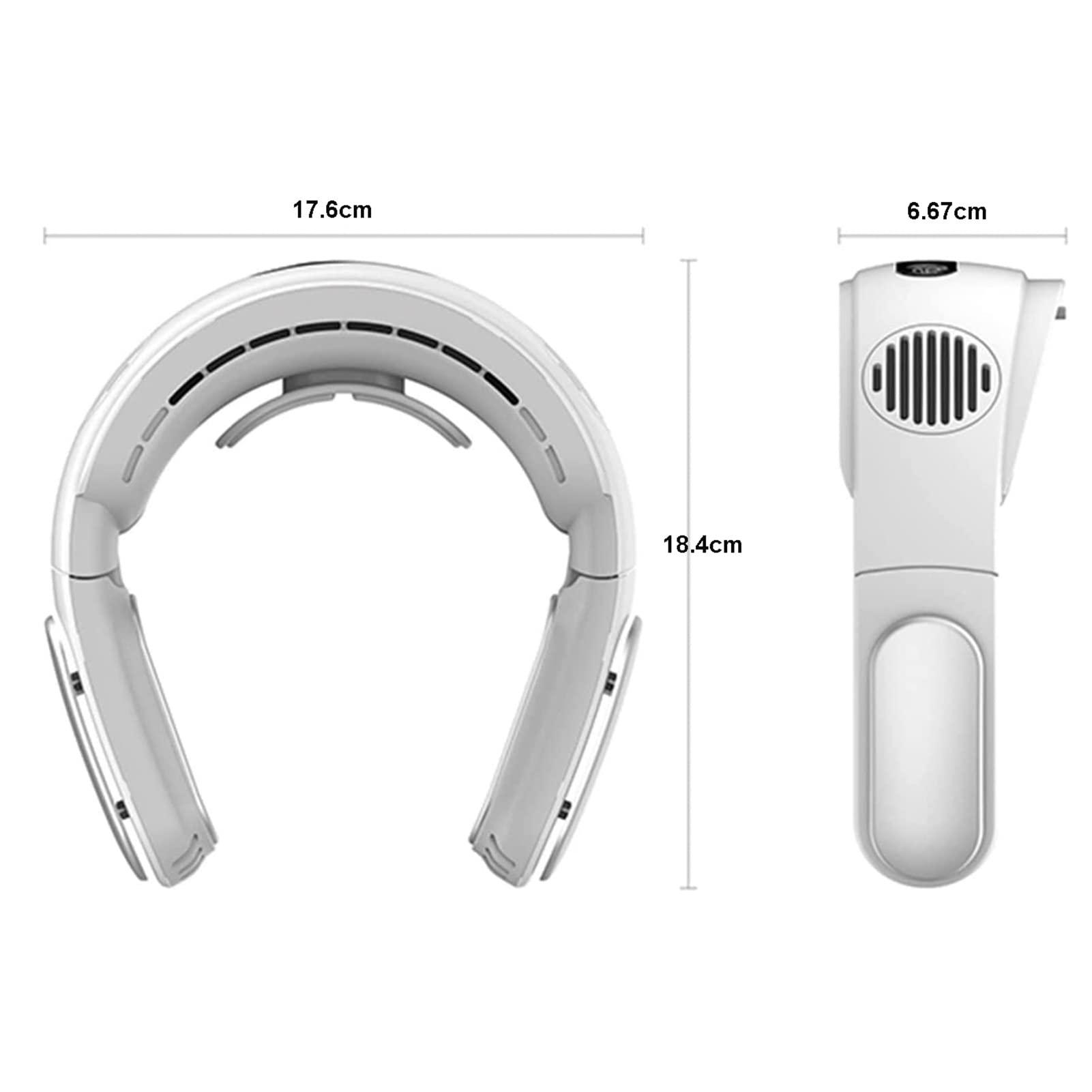 HFRUUWSEHJJKK Rechargeable Personal Fan for Neck, USB Wearable Fan for Outdoor, Home, Office, with Neck Brace and 2 Cooling Plate,White (White)
