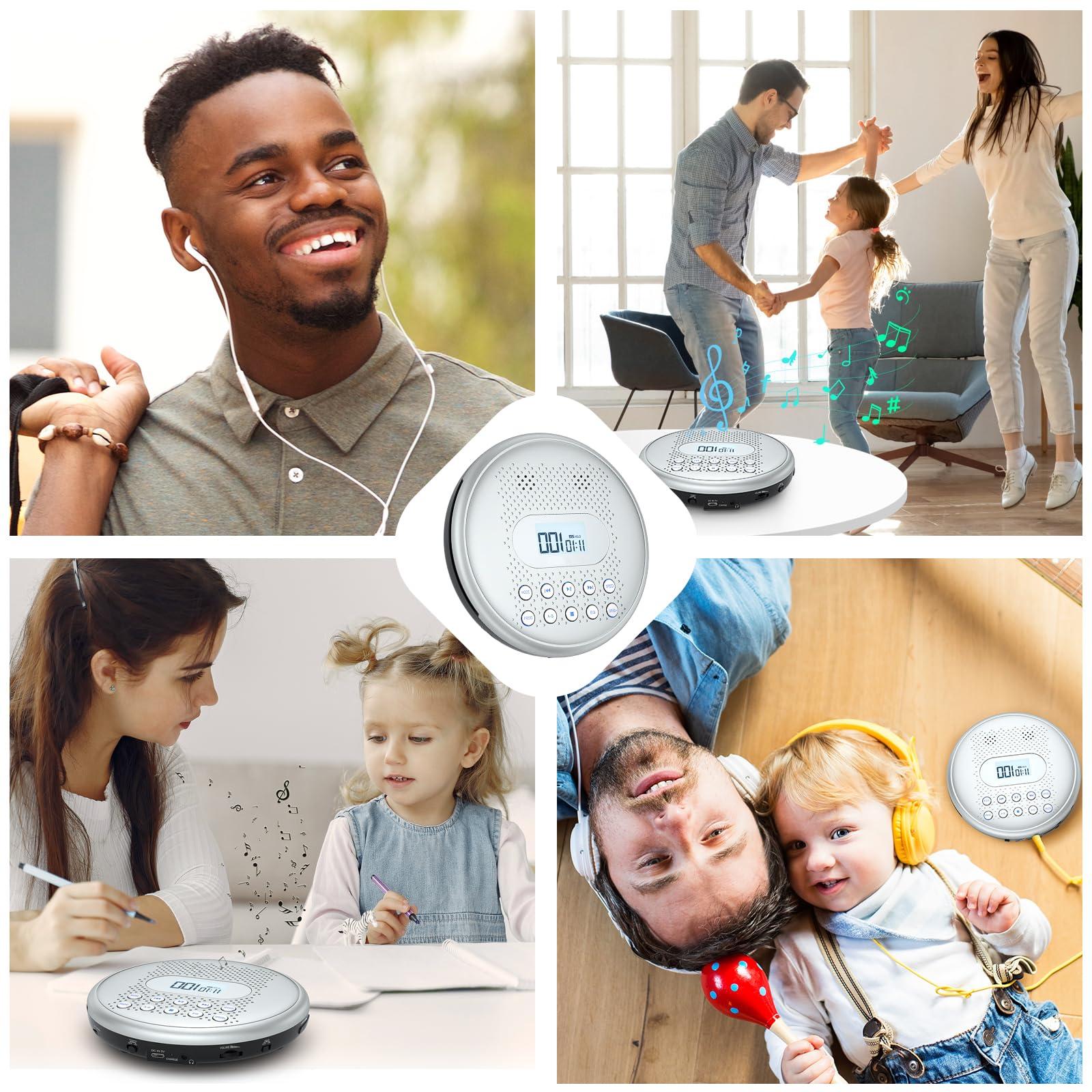 Arafuna ARAFUNA CD Player Portable, Rechargeable Portable CD Players for Car with Speakers, Anti-Skip Walkman CD Player with Backlit Button, LCD Display and AUX Cable