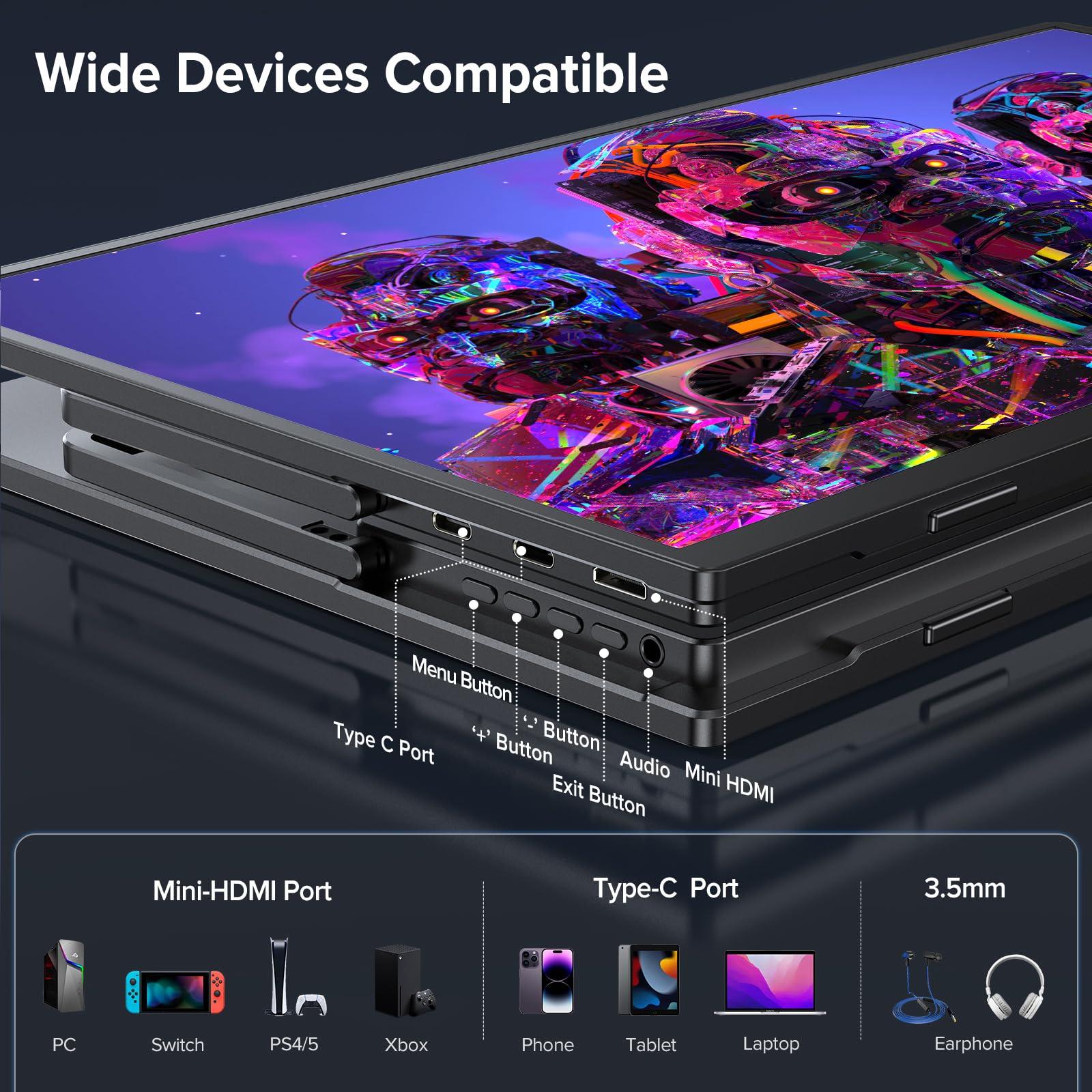 UPERFECT UPERFECT 2K 144Hz Portable Monitor 17.3 Inch 2560x1440P Portable Gaming Monitor Travel Monitor for Laptop HDR IPS Screen with VESA, Cover Stand, Dual Speakers for PC Phone Game Console Steam Deck