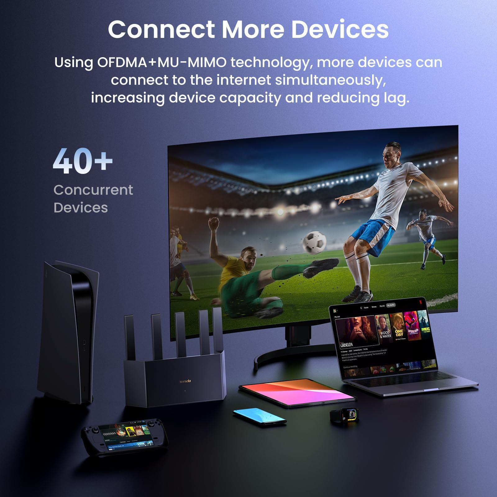 Tenda Tenda AX3000 WiFi 6 Router (RX12L Pro) - Dual Band Gigabit Router for Wireless Internet, 4X Gigabit Ethernet Ports, VPN Support, Parental Controls, Easy Setup, Access Point Mode, IPv6 & WPA3