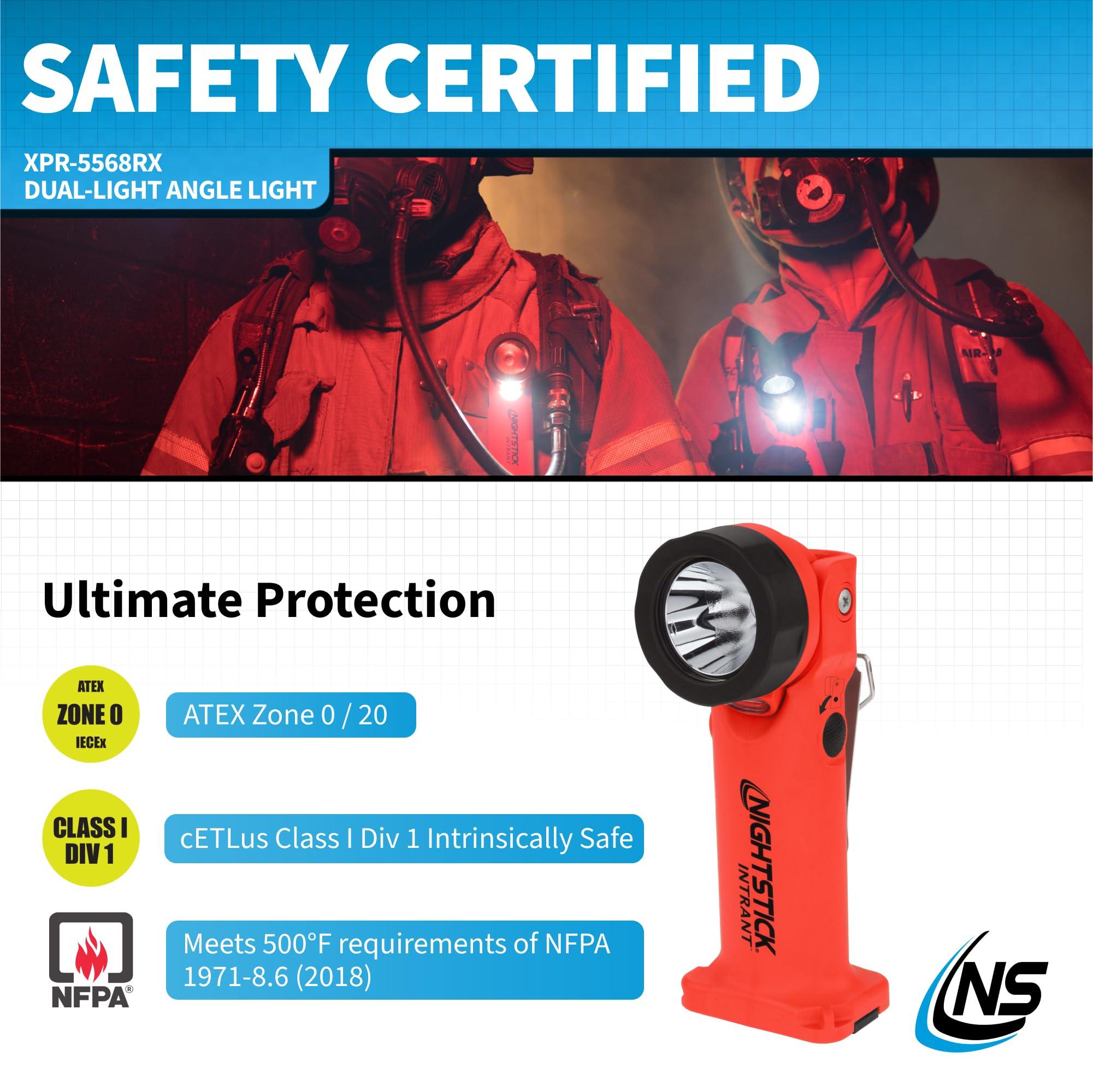 Nightstick Nightstick Intrant Rechargeable Instrinsically Safe Permissible Dual-Light Angle Light (Red)