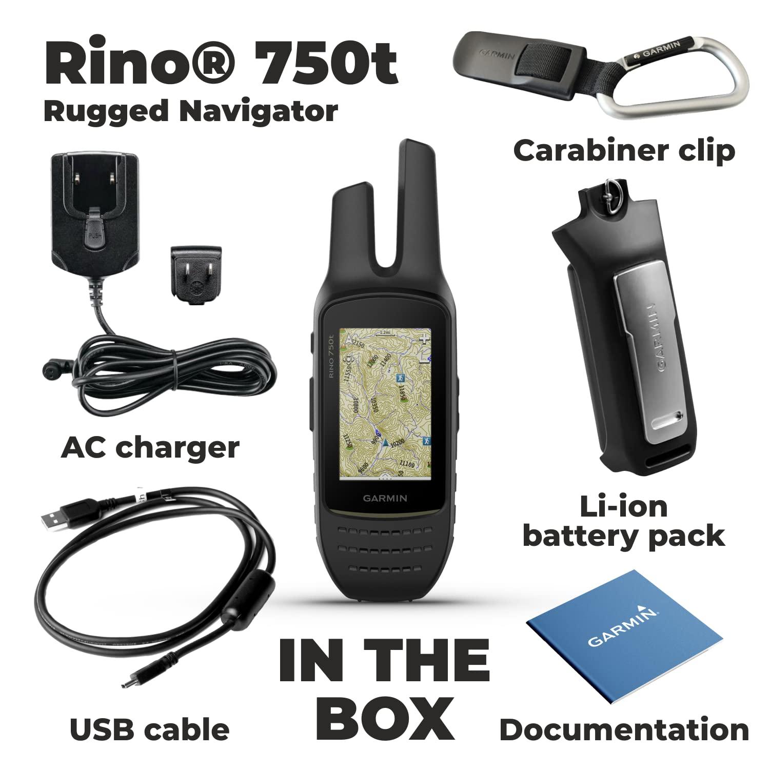Wearable4U Wearable4U - Garmin Rino 750t Two-Way Radio Navigator with Topo Mapping with E-Bank Bundle