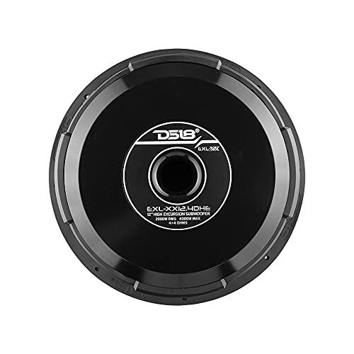 DS18 DS18 EXL-XX12.4DHE 12” High Excursion Car Audio Subwoofer 4000 Watts Dual Voice Coil 4 Ohms (1 Speaker) High Performance Big Bass Applications High Power
