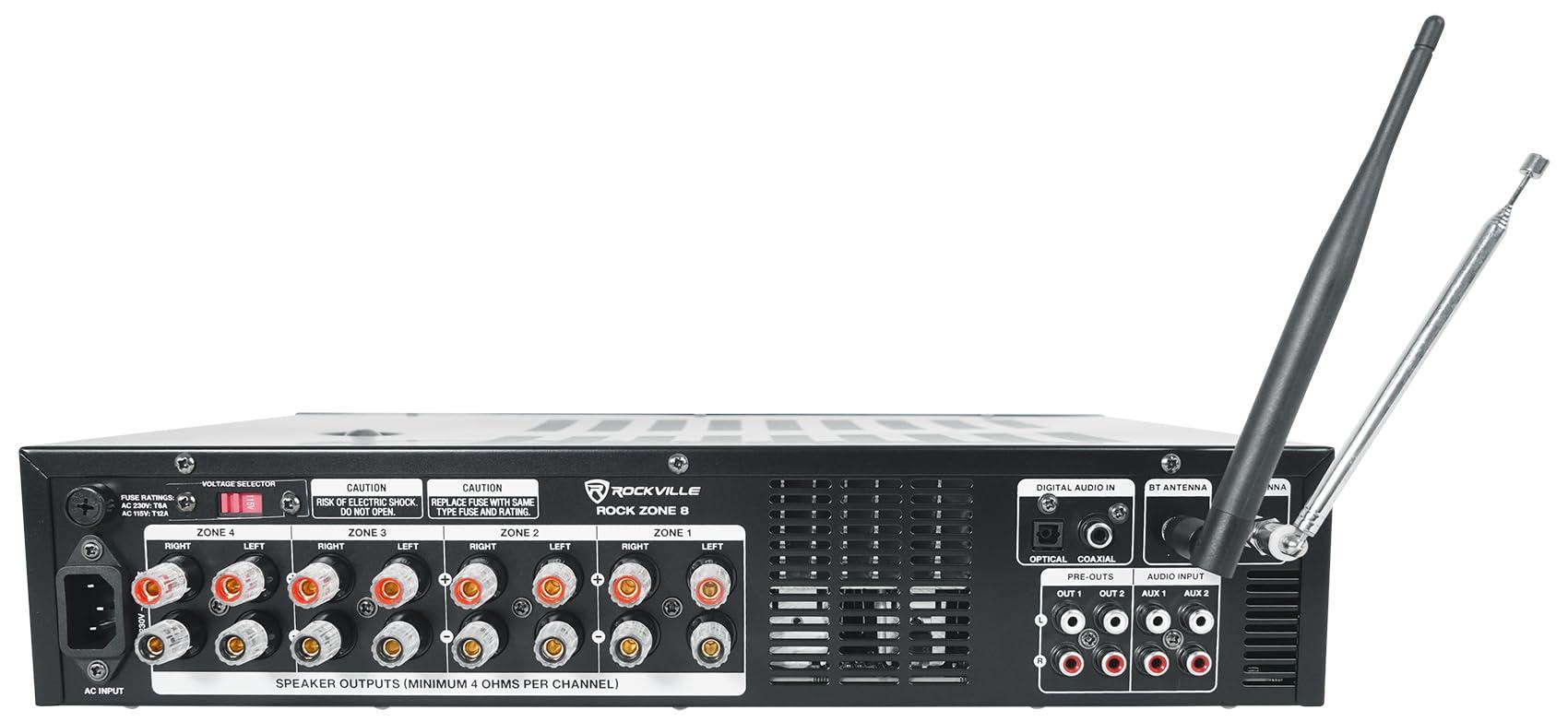 Rockville Rockville Rock Zone 8 Channel 1000W Commerical Receiver for Restaurant/Bar/Cafe