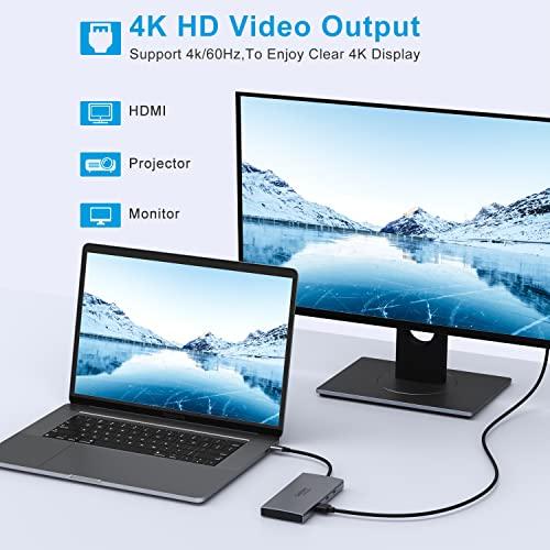Selore&S-Global USB-C Hub with M.2 NVMe SSD Enclosure, 7-in-1 Docking Station Hybrid Type-C Multiport Adapter Fits 10 Gbps USB 3.1, 100W Power Delivery, 4K HDMI 60Hz, USB2.0, SD/TF Card Readers for Windows, Mac OS