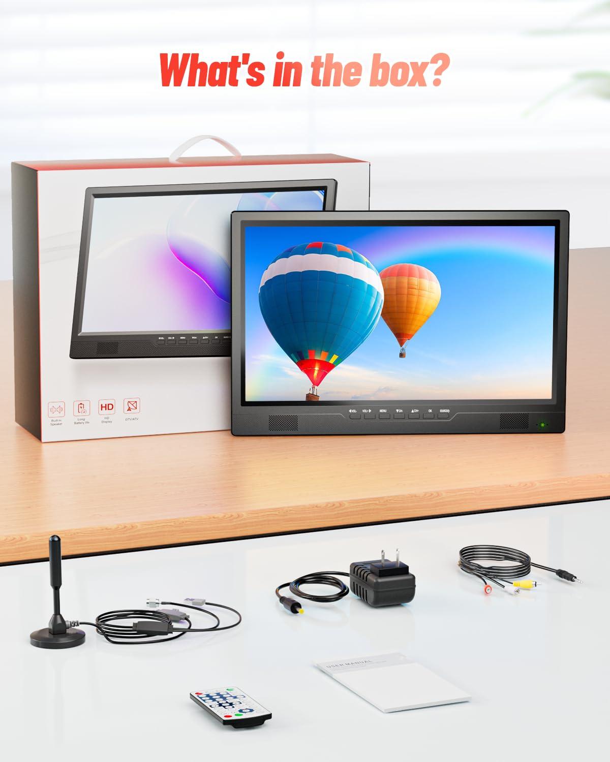 Desobry Desobry 19" Portable TV with Antenna, Small TV with HD 1080P HDMI Input, AV Input, USB Port, 180 Adjustable Stand, Small Portable TV for Kitchen Bedroom Camping RV (No WiFi)