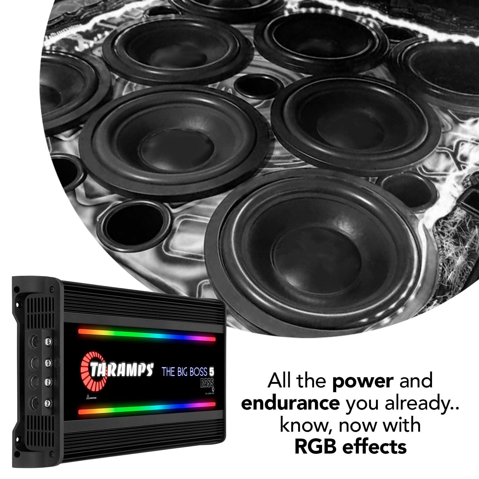 Taramp's Taramps The Big Boss 5 Bass Black Version Monoblock Amplifier RGB Effects 0.5~2 Ohms 5000 Watts Rms Multi-Impedance Car Audio System Class D, Smart 5k