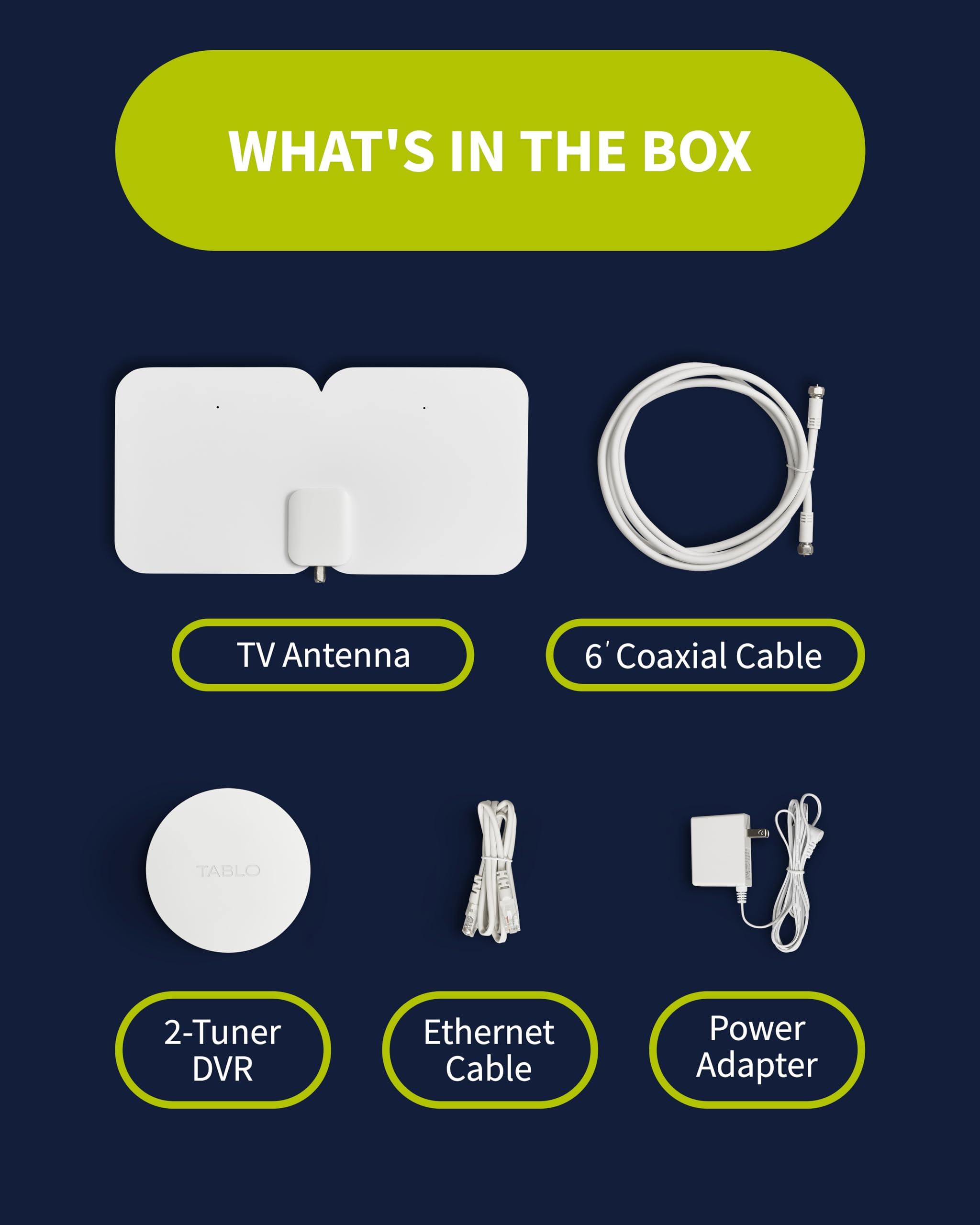 Tablo TV Tablo 4th Gen 2-Tuner Over-The-Air (OTA) DVR + 35-Mile Indoor TV Antenna - Watch, Pause & Record Live TV, News, Sports & Movies Throughout Your Home Over Wi-Fi - 50+ Hrs Recording - No Subscriptions