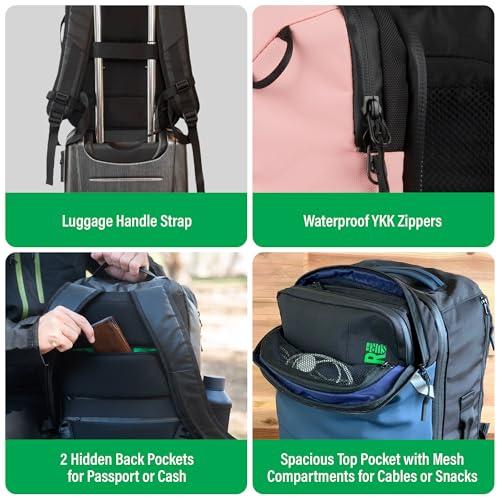 COR Surf COR Surf Travel Backpack Carry On Laptop Backpack with Secret Passport Pockets | Daypack Business Weekender Luggage Backpack for Men and Women | The Island Hopper (40L, Army Green)