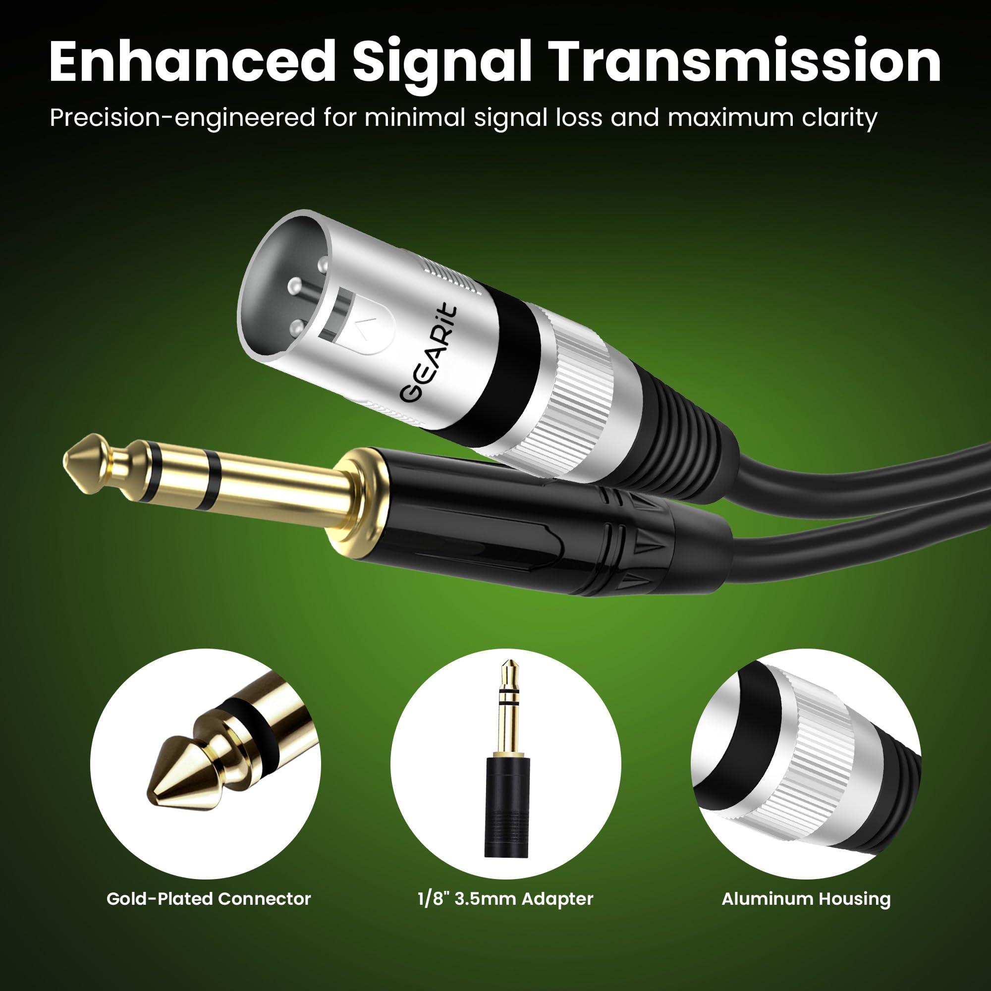 GearIT GearIT XLR Male to TRS Male 1/4 inch 6.35mm (TRS to XLR Male Cable) 15 Feet - with 1/8 inch 3.5mm Adapter