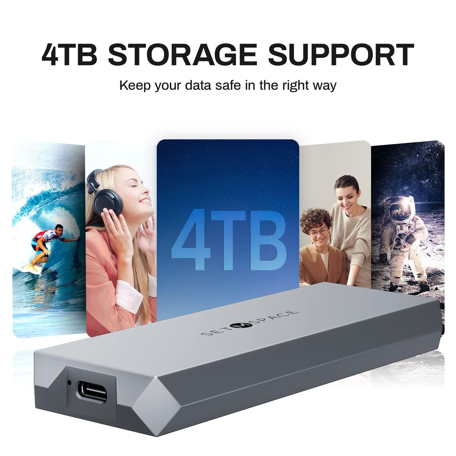 SETMSPACE NVME Enclosure ['Tough Guy' Quality], 20 Gbps M.2 Enclosure for M-Key PCIe NVME, Solid Aluminium Alloy SETMSPACE M.2 Enclosure with USBC/A Cable, Screw Fixed SSD Enclosure for 2230/2242/2260/2280-NEW