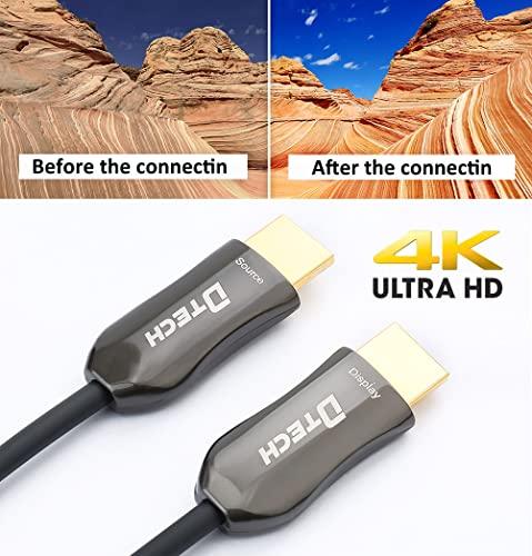 DTech DTech Ultra Slim 150 Feet Fiber Optic HDMI 2.0 Cable 4K 60Hz 18Gbps for in-Wall Installation 150ft Projector Laptop Computer Monitor TV Camera (46 Meters)