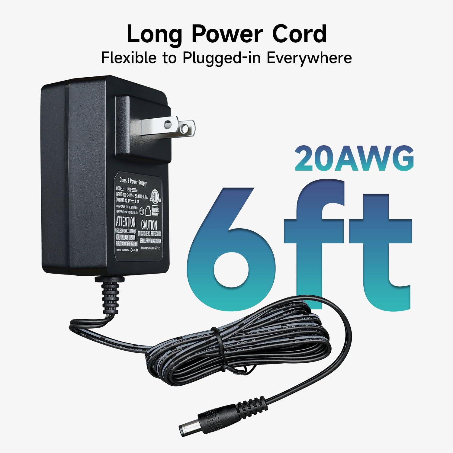 OXZEEWEE 12Vdc 3A/3000mA 6ft Power Supply Adapter, 100-240V 50/60Hz AC to DC 36W Wall Charger for LED Strip Light, CCTV Camera, Router, BT Speaker, DVR, NVR and More 12V Devices, ETL FCC (6Ft Cord, 20AWG)