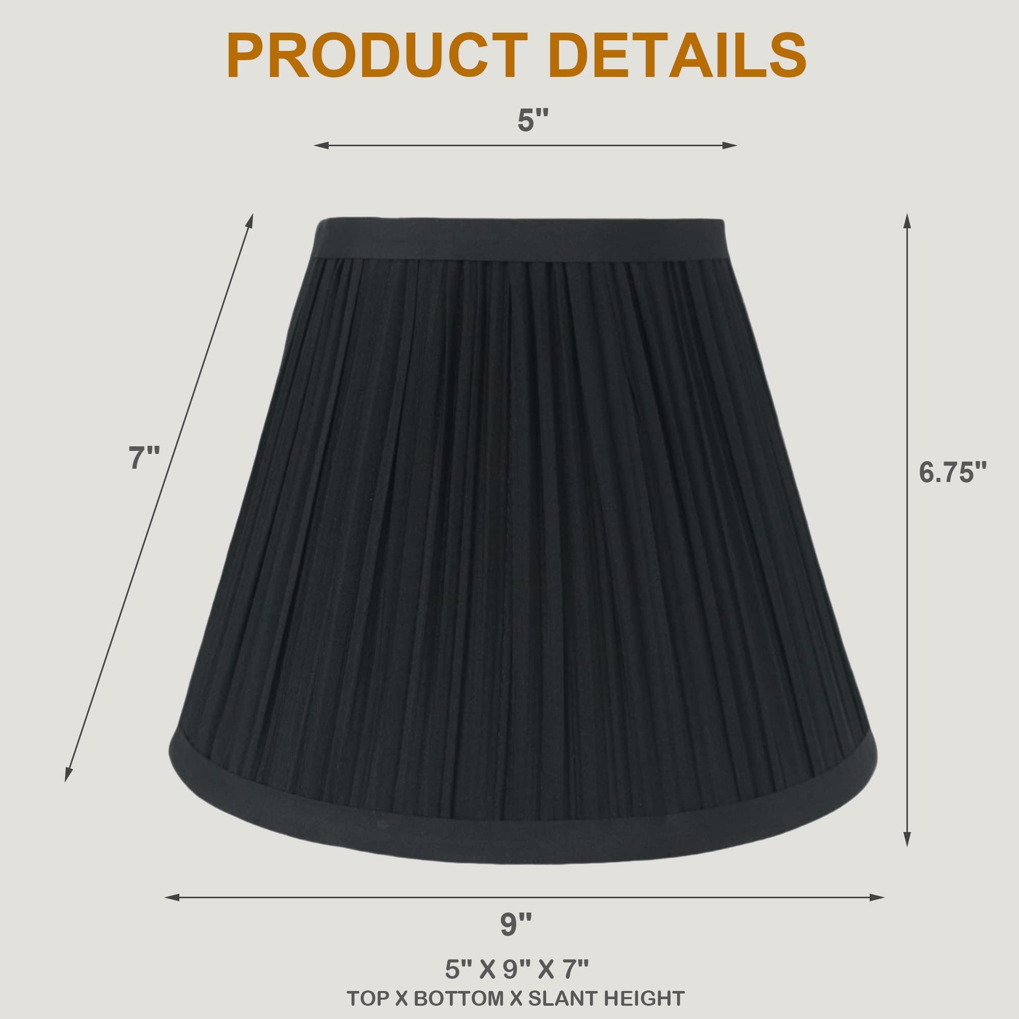 Urbanest Urbanest Mushroom Pleated Softback Lamp Shade, Faux Silk, 5-inch by 9-inch by 7-inch, Black, Spider Fitter