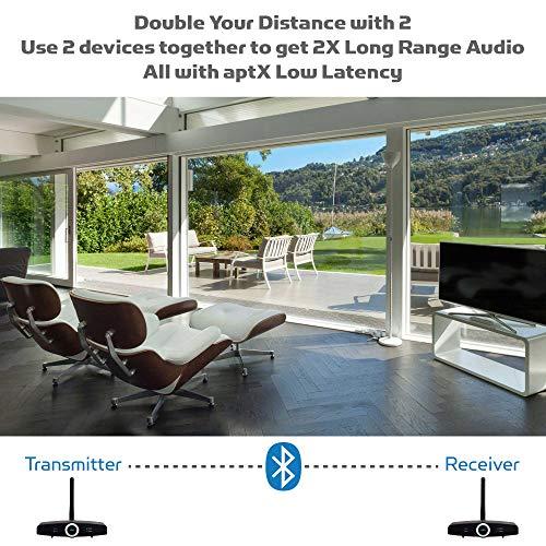 miccus Long Range Bluetooth Transmitter or Receiver, Audio Only for TV PC Stereo, Connect Speaker, Headphones, Phone, aptX Low Latency Wireless Adapter, Listen in HD No Delay Optical RCA 3.5mm (Home RTX 2.0)