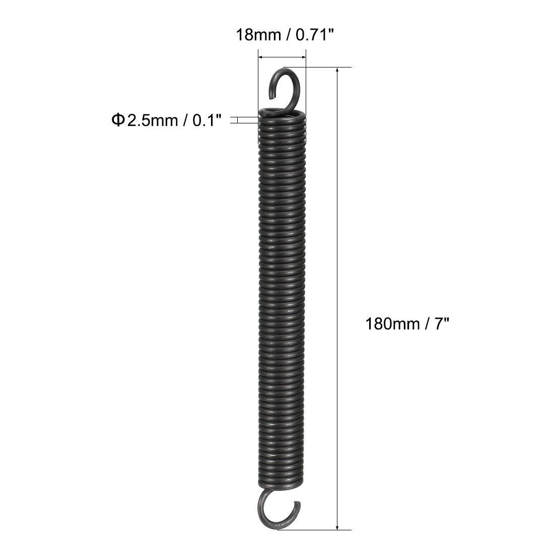 uxcell uxcell Extension Spring - 2.5mm Wire Dia , 18mm OD , 180mm Free Length Spring Steel Small Dual Hook Tension Spring 2pcs