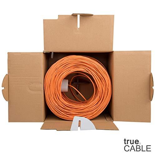 TRUE CABLE trueCABLE Cat5e Riser (CMR), 1000ft, Orange, 24AWG 4 Pair Solid Bare Copper, 350MHz, PoE++ (4PPoE), ETL Listed, Unshielded Twisted Pair (UTP), Bulk Ethernet Cable