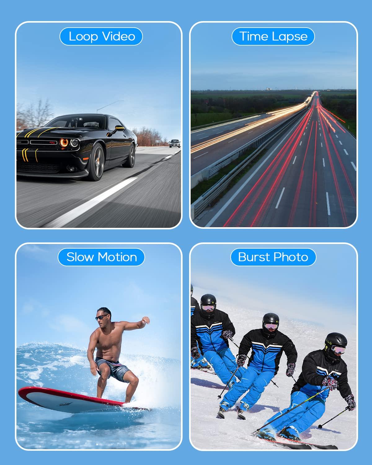 WOLFANG WOLFANG Action Camera 4K 20MP GA100, Waterproof 40M Underwater Camera for Snorkeling, EIS Stabilization WiFi 170 Wide Angle Helmet Camera for Vlogging with External Microphone, Remote Control