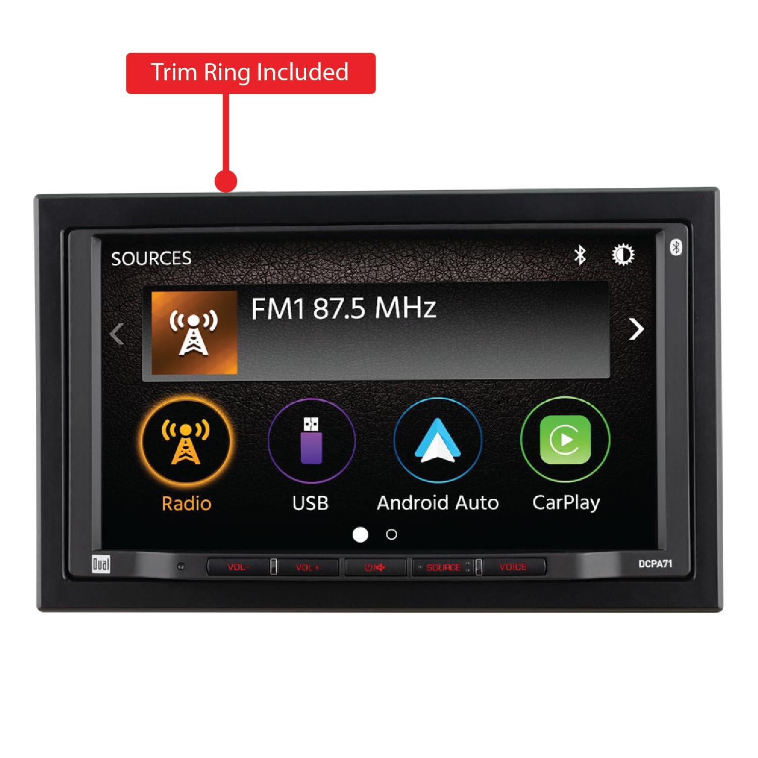 Dual Electronics Dual Electronics DCPA71-BC 7-inch Certified Apple Carplay Android Auto | Double DIN Touchscreen Car Stereo Radio | Bluetooth Hands Free Calling & Music Streaming | Backup Camera Included