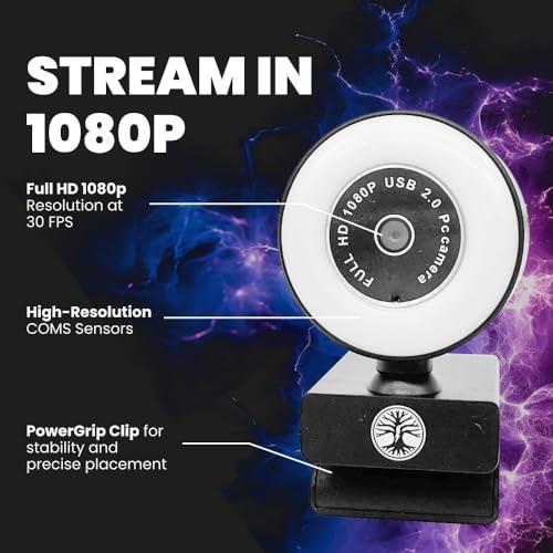 Abel Gaming Live Streaming Kit- Perfect for Streaming Video Games on Twitch, YouTube, Podcasts and Working from Home. includes 1920x1080p Webcam, Professional USB Microphone, and One LED Multi-Color Light