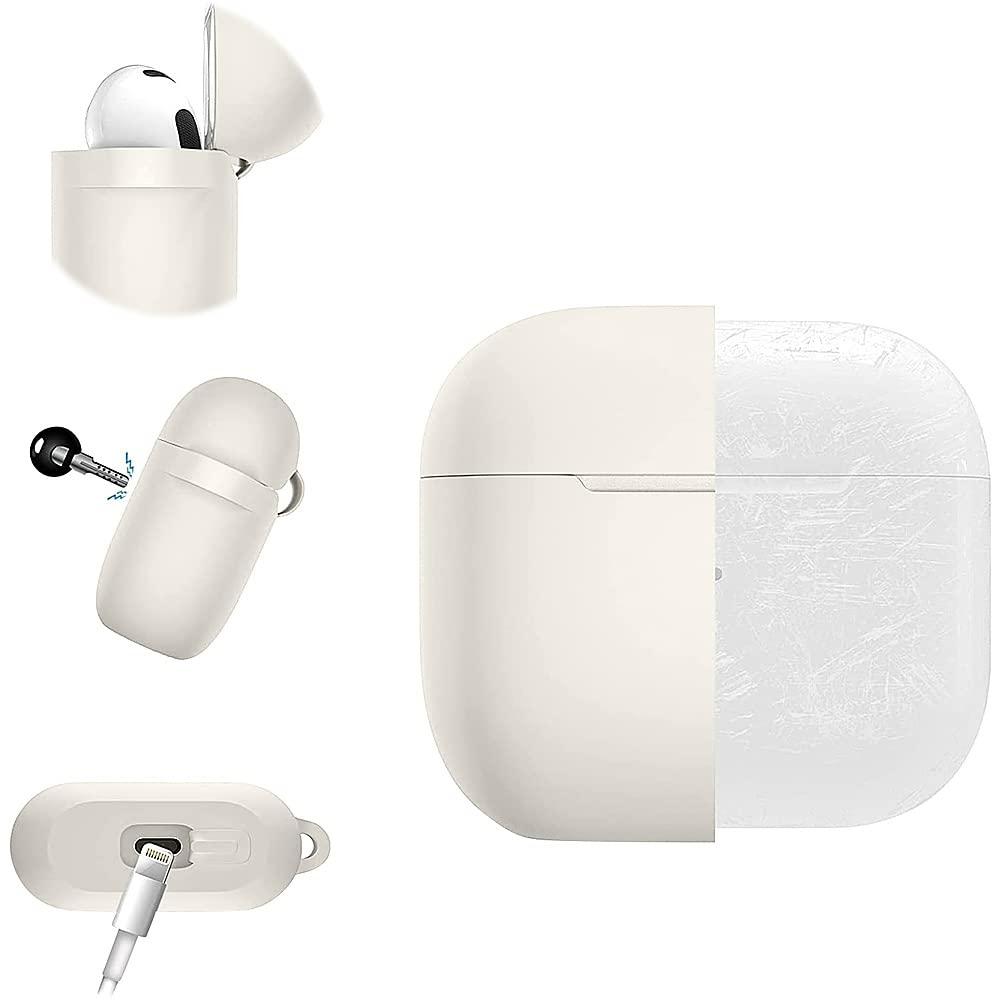 ZERODAMAGE SAHARA CASE SaharaCase Silicone Case for Apple AirPods 3 (2021 3rd Generation) [Rugged] Full Body Protection Antislip Grip Slim with Keychain (Glow White)