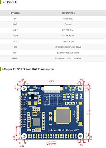 waveshare waveshare 9.7inch E-Ink Display HAT Compatible with Raspberry Pi4B/3B+/3B/2B/B+/A+/Zero/Zero W/WH/Zero 2W 1200x825 Resolution IT8951 Controller USB/SPI/I80 Interface Supports Partial Refresh
