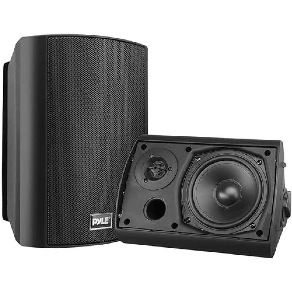 Pyle Pyle Audio Wall Mount 6.5 Inch Waterproof Bluetooth Indoor and Outdoor Speaker System Pair with Built In Digital Amplifier, Black