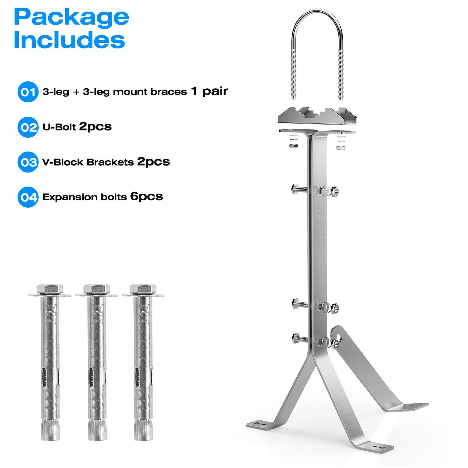 CYANTEKOMS SS304 Antenna Wall Mount 16 Inch Tall Heavy-Duty Stand Off Wall Mast Mount Windproof Antenna Mounting Bracket