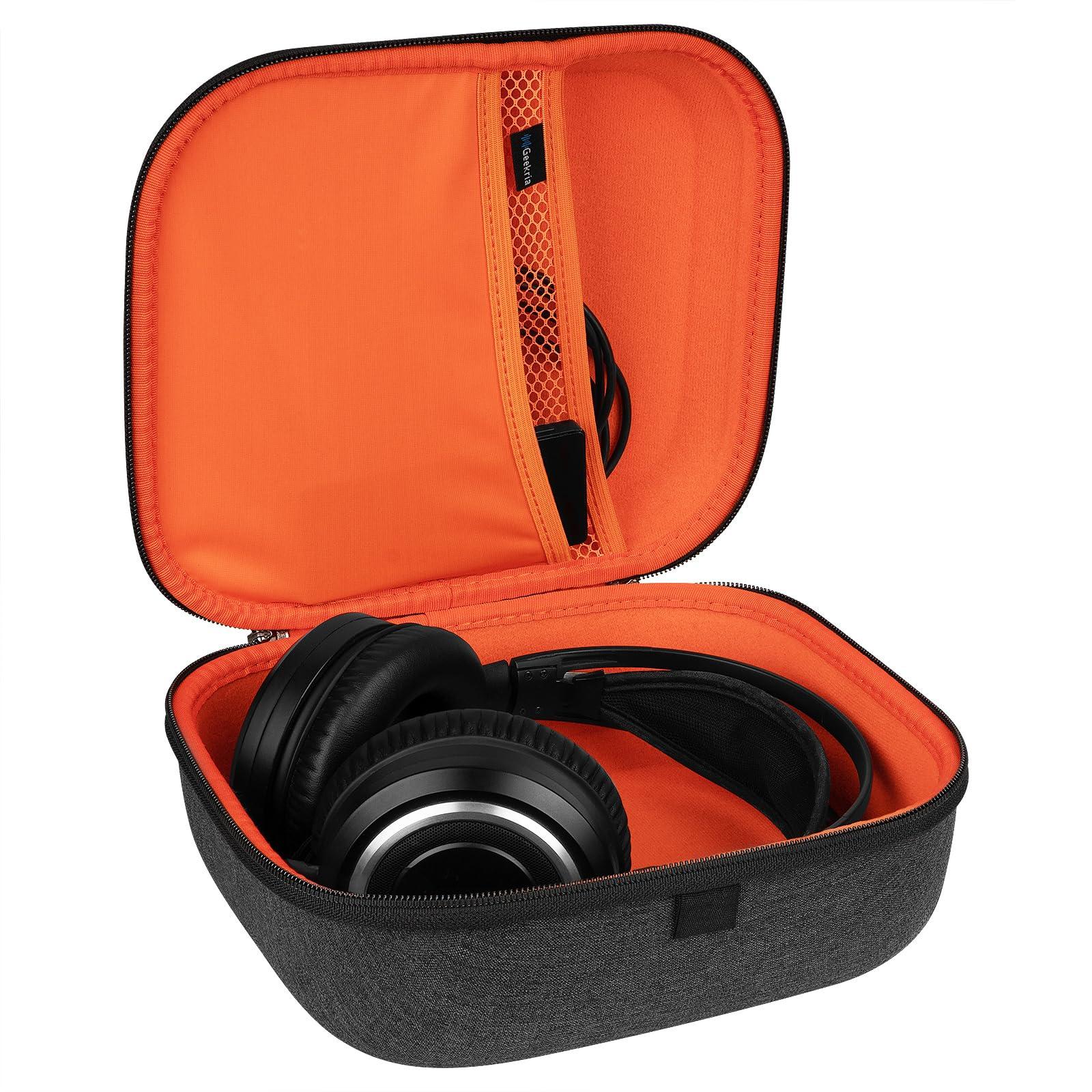 GEEKRIA Geekria Shield Headphones Case Compatible with AKG K 240, K 92, Q701, K 712 Pro, K 702, K 701 Headphones, Replacement Protective Hard Shell Travel Carrying Bag with Cable Storage (Dark Grey)