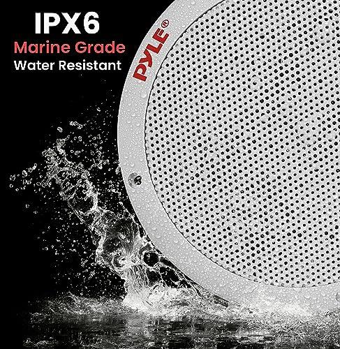 Pyle Pyle 6.5 Inch Dual Marine Speakers - 2 Way Waterproof and Weather Resistant Outdoor Stereo Sound System with 400 Watt Power, Polypropylene Cone and Butyl Rubber Surround - 1 Pair - PLMR605W(White)