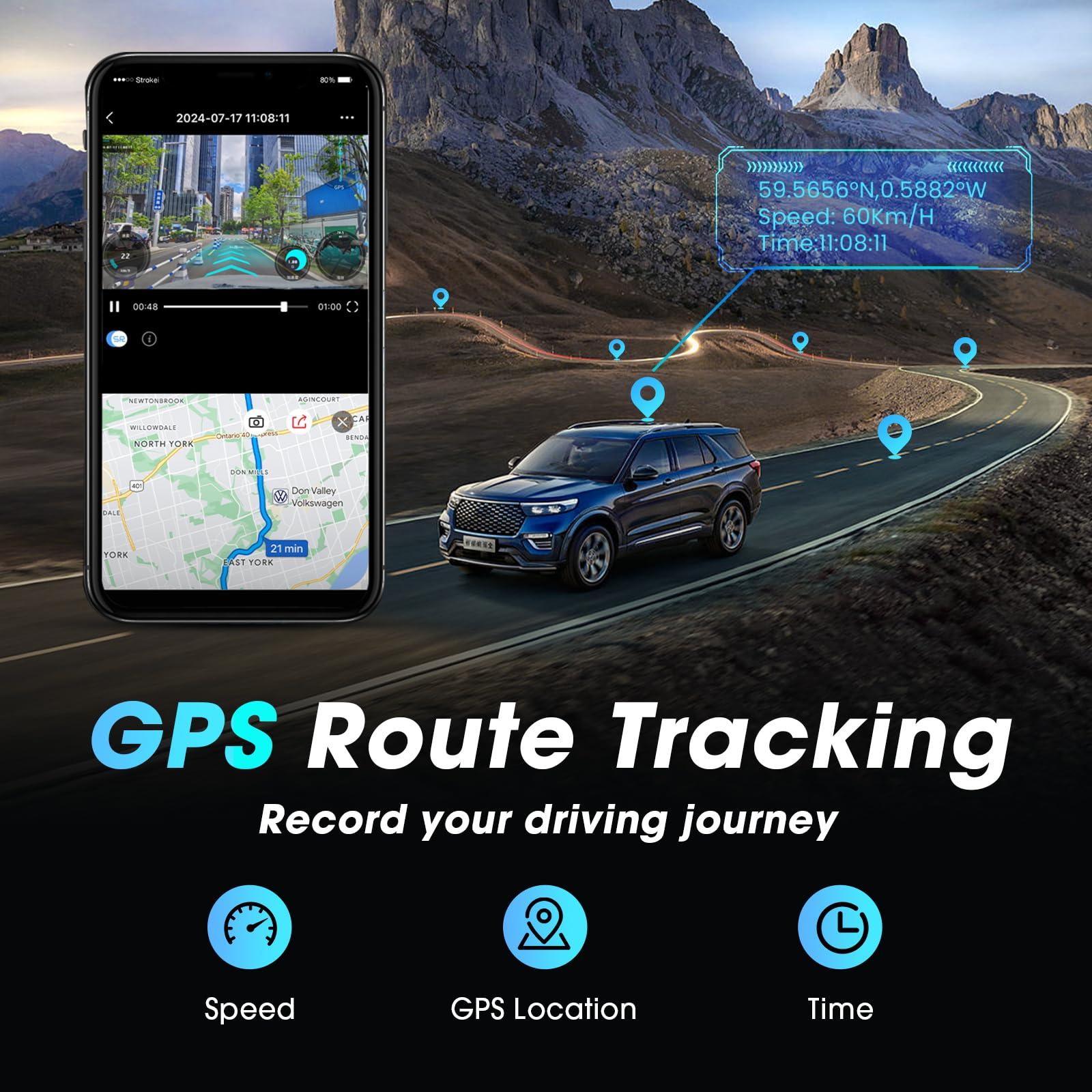 ddpai DDPAI 4K Dash Cam Front and Rear, 2160P+1080P Dash Camera for Cars, up to 15MB/s 5GHz WiFi Dashcam with 32G eMMC, GPS, Night Vision, 3\" IPS, WDR ADAS 20 Days Parking Mode Loop Recording G-Sensor, Z60